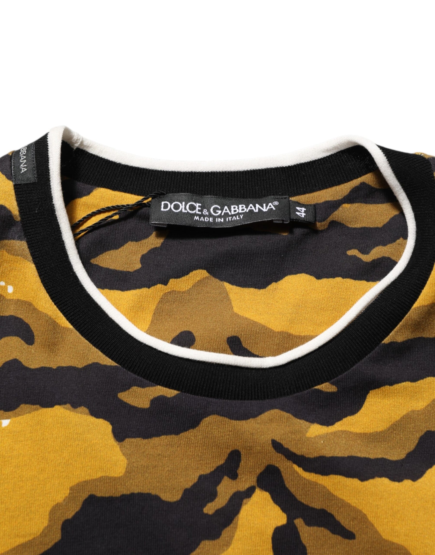 Dolce & Gabbana Multicolor Leopard Palm Leaf Men Crew Neck T-shirt | Regal Royce
