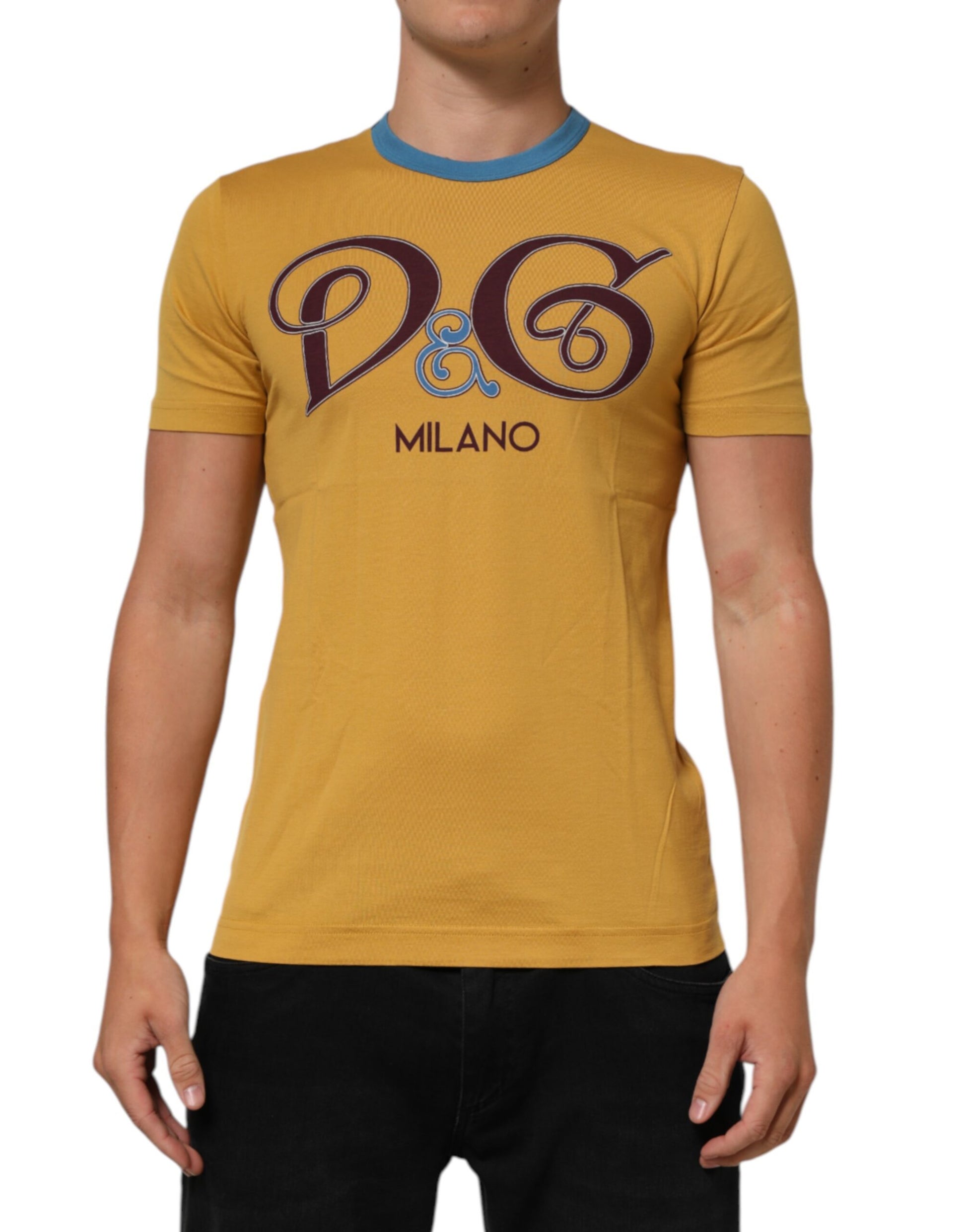 Dolce & Gabbana Yellow Logo Crew Neck Short Sleeves T-shirt | Regal Royce
