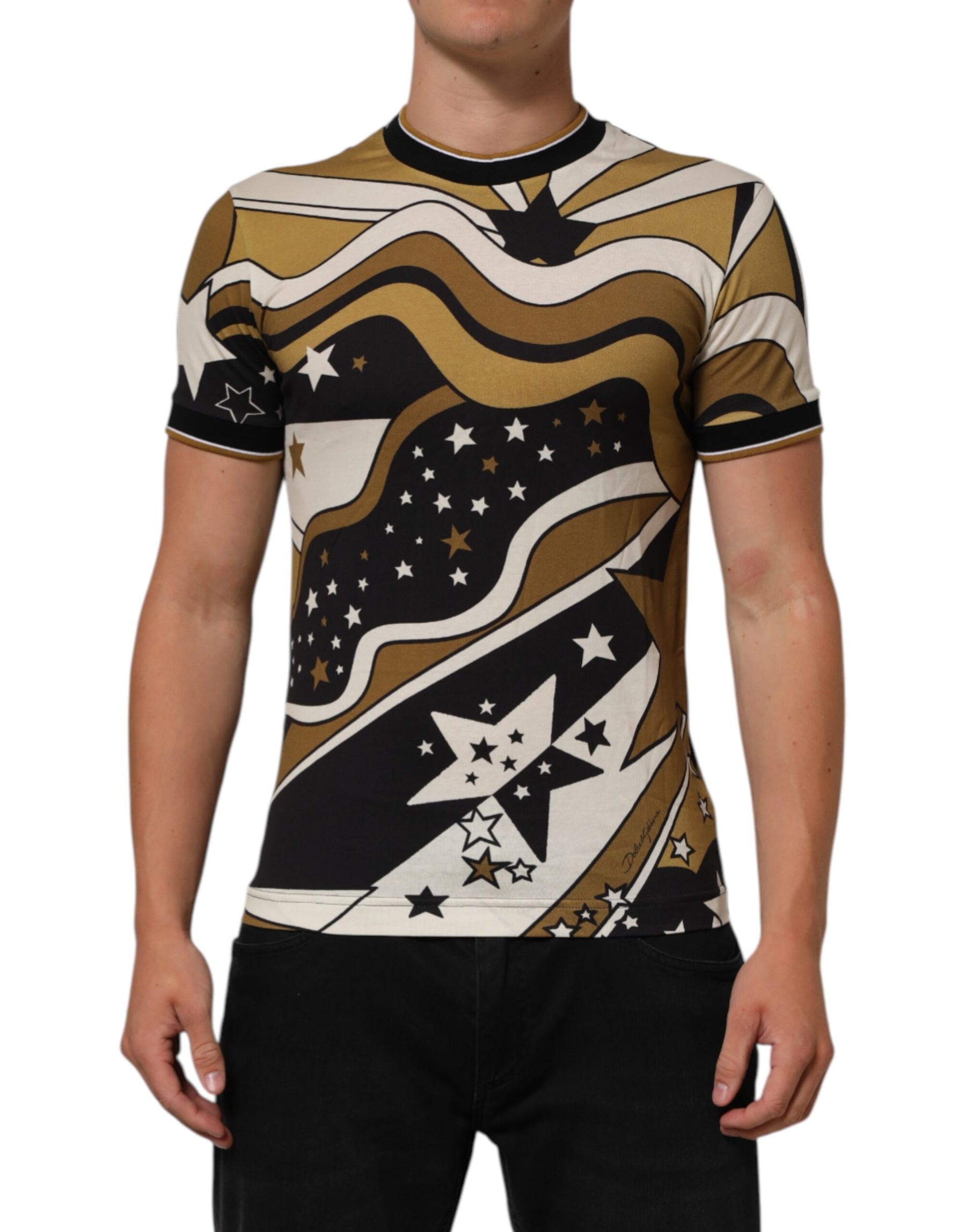 Dolce & Gabbana Multicolor Millennials Star CrewNeck T-shirt | Regal Royce