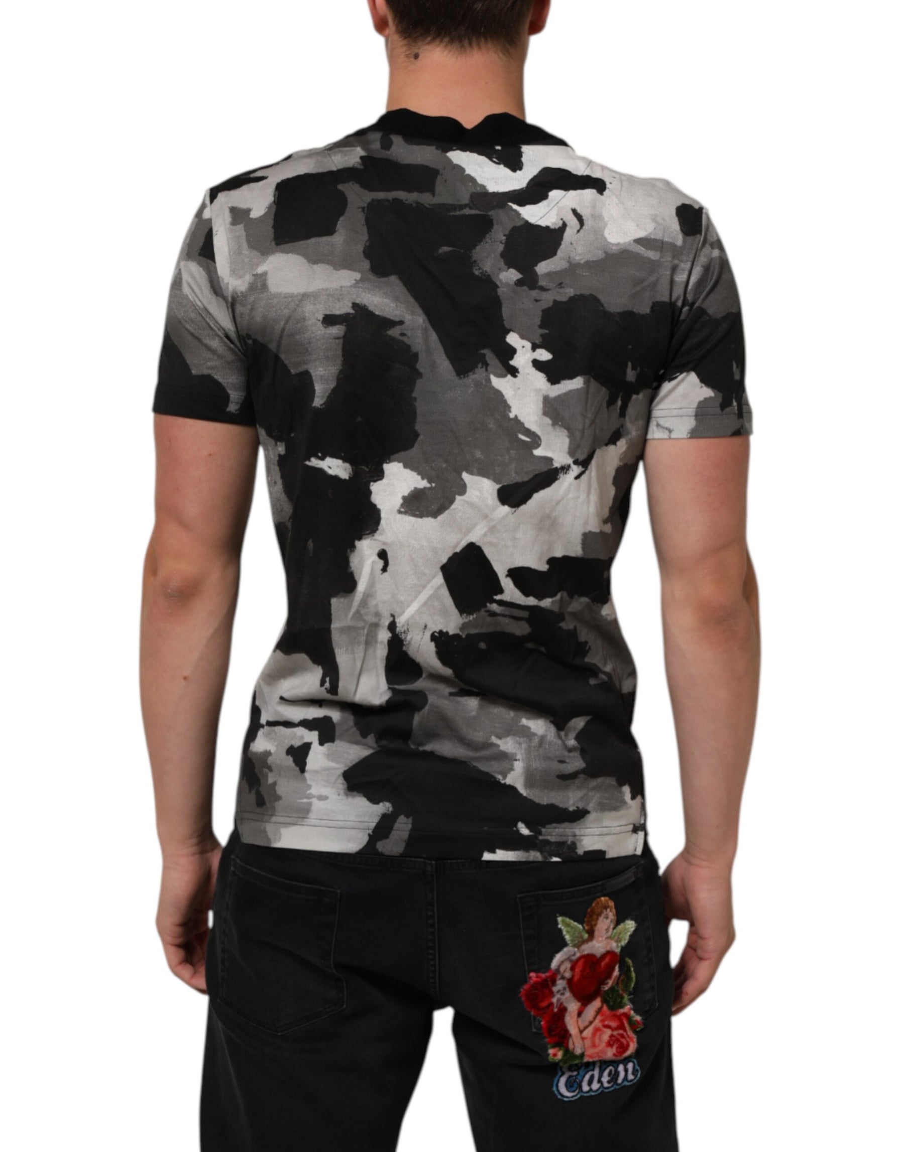Dolce & Gabbana Multicolor Camouflage Men Short Sleeves T-shirt | Regal Royce