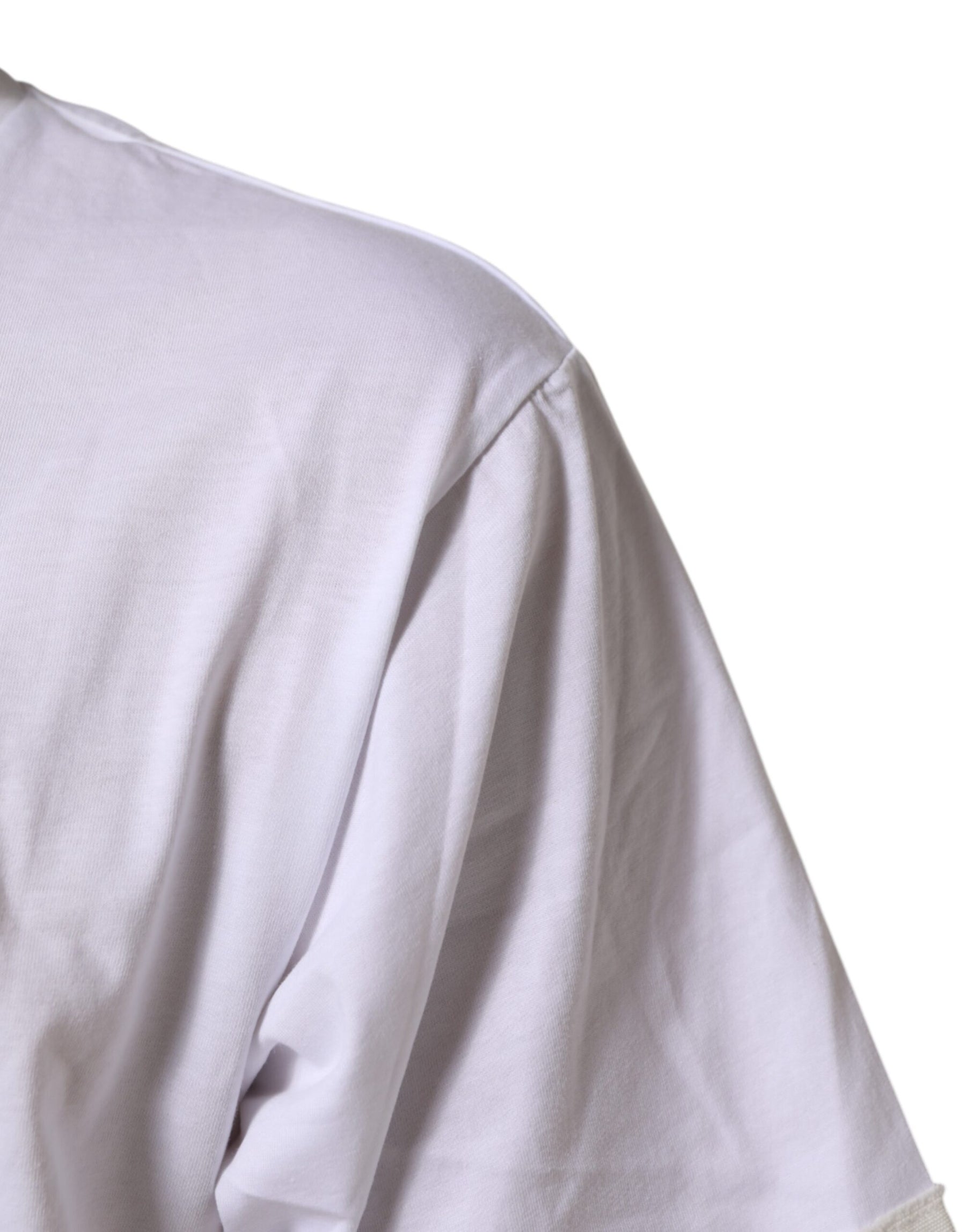 Dolce & Gabbana White Graphic Print Cotton Crew Neck T-shirt | Regal Royce