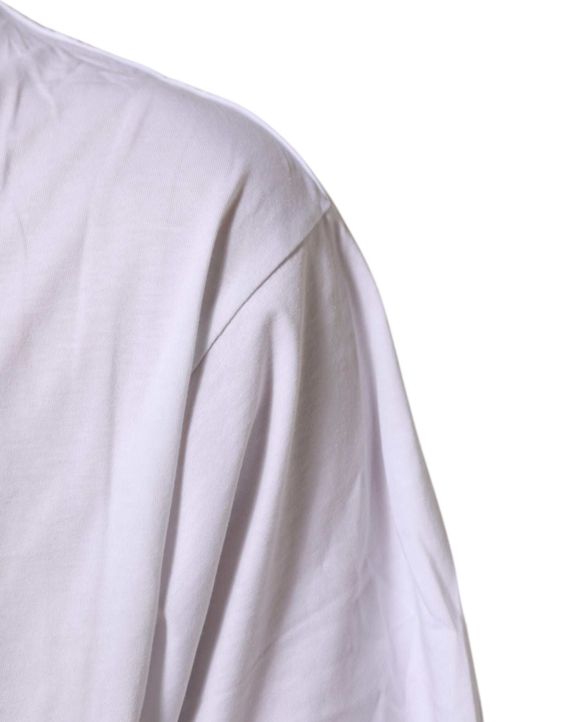 Dolce & Gabbana White Graphic Print Cotton Crew Neck T-shirt | Regal Royce