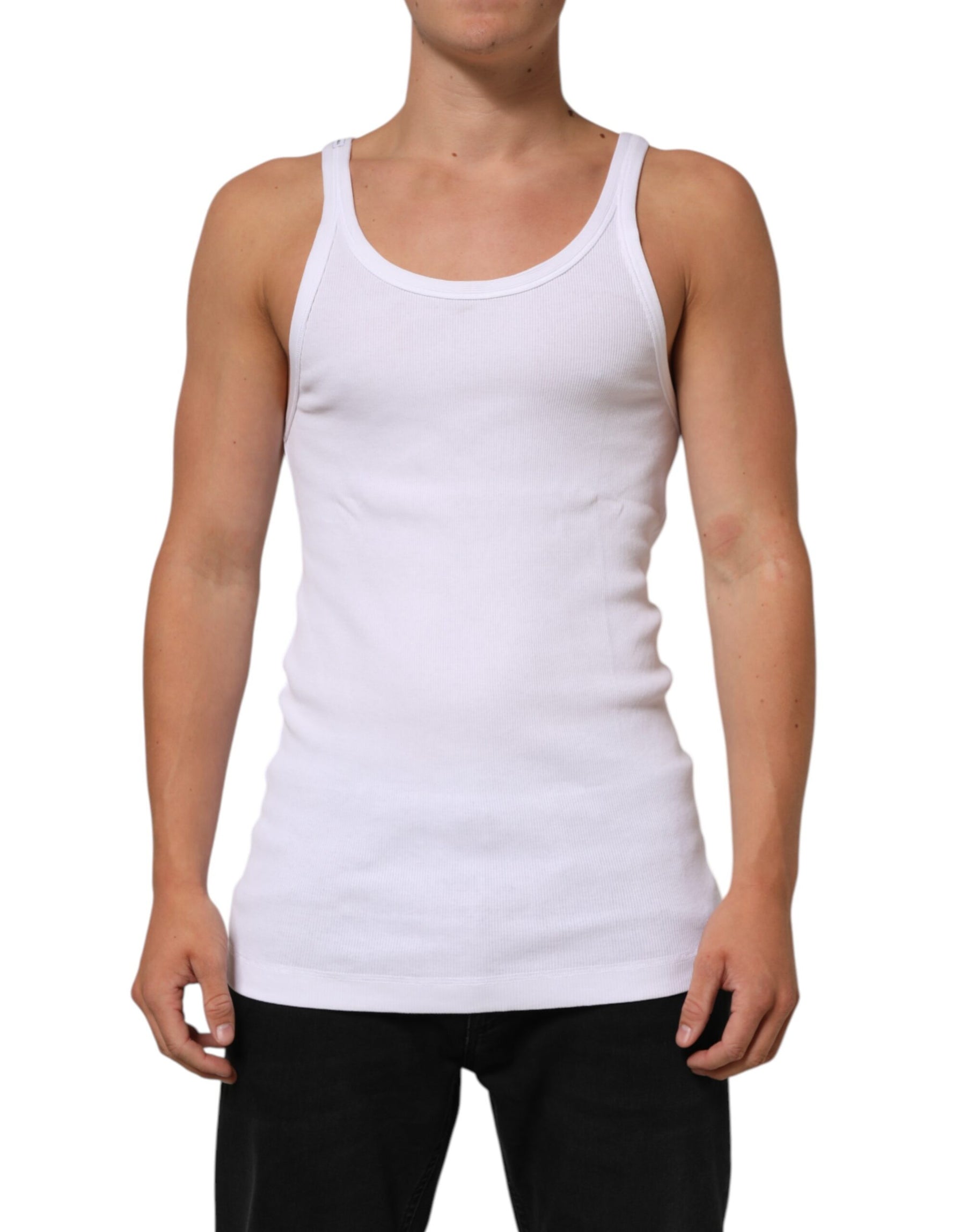 Dolce & Gabbana White Sleeveless Round Neck Tank Top T-shirt | Regal Royce