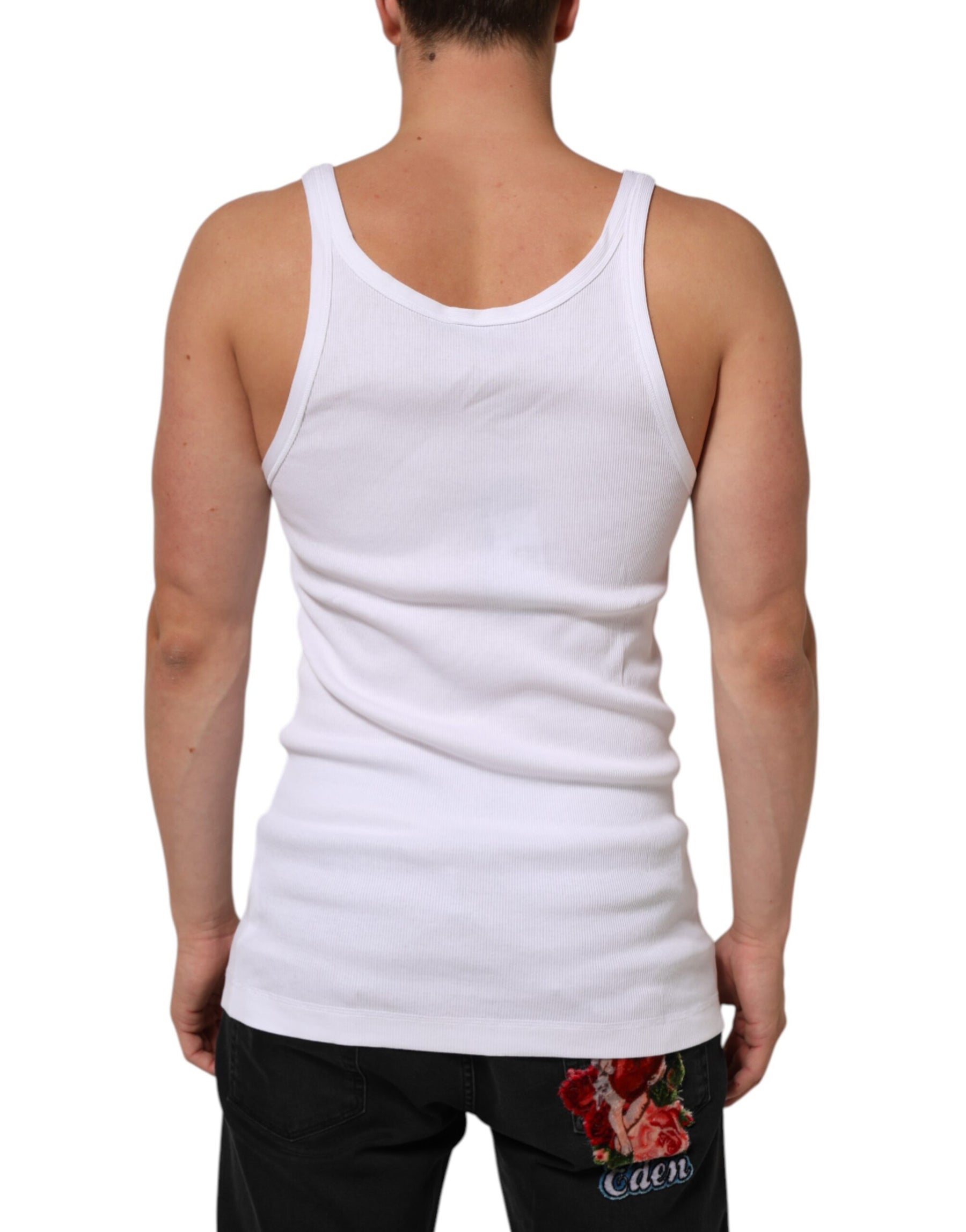 Dolce & Gabbana White Sleeveless Round Neck Tank Top T-shirt | Regal Royce