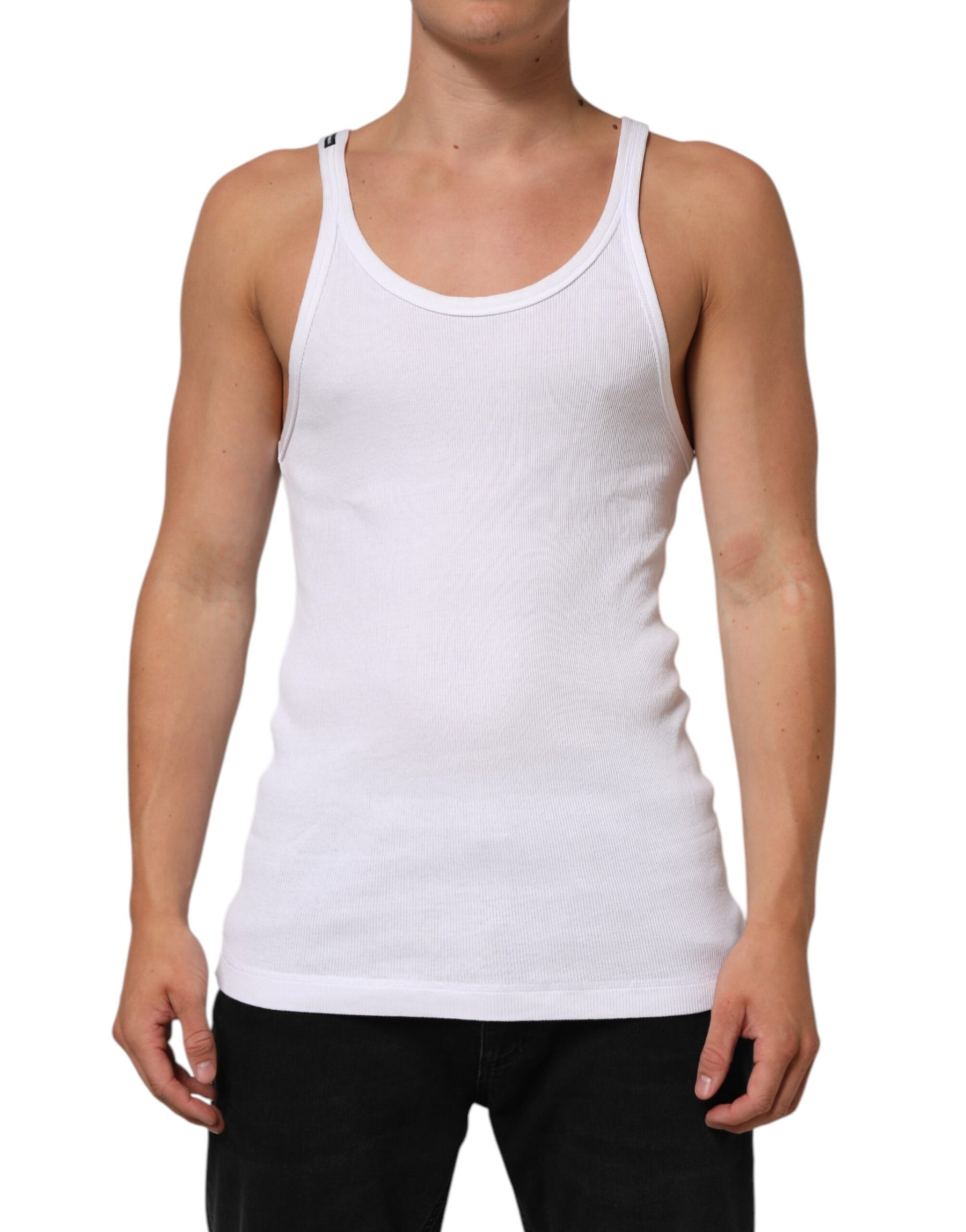 Dolce & Gabbana White Sleeveless Round Neck Tank Top T-shirt | Regal Royce