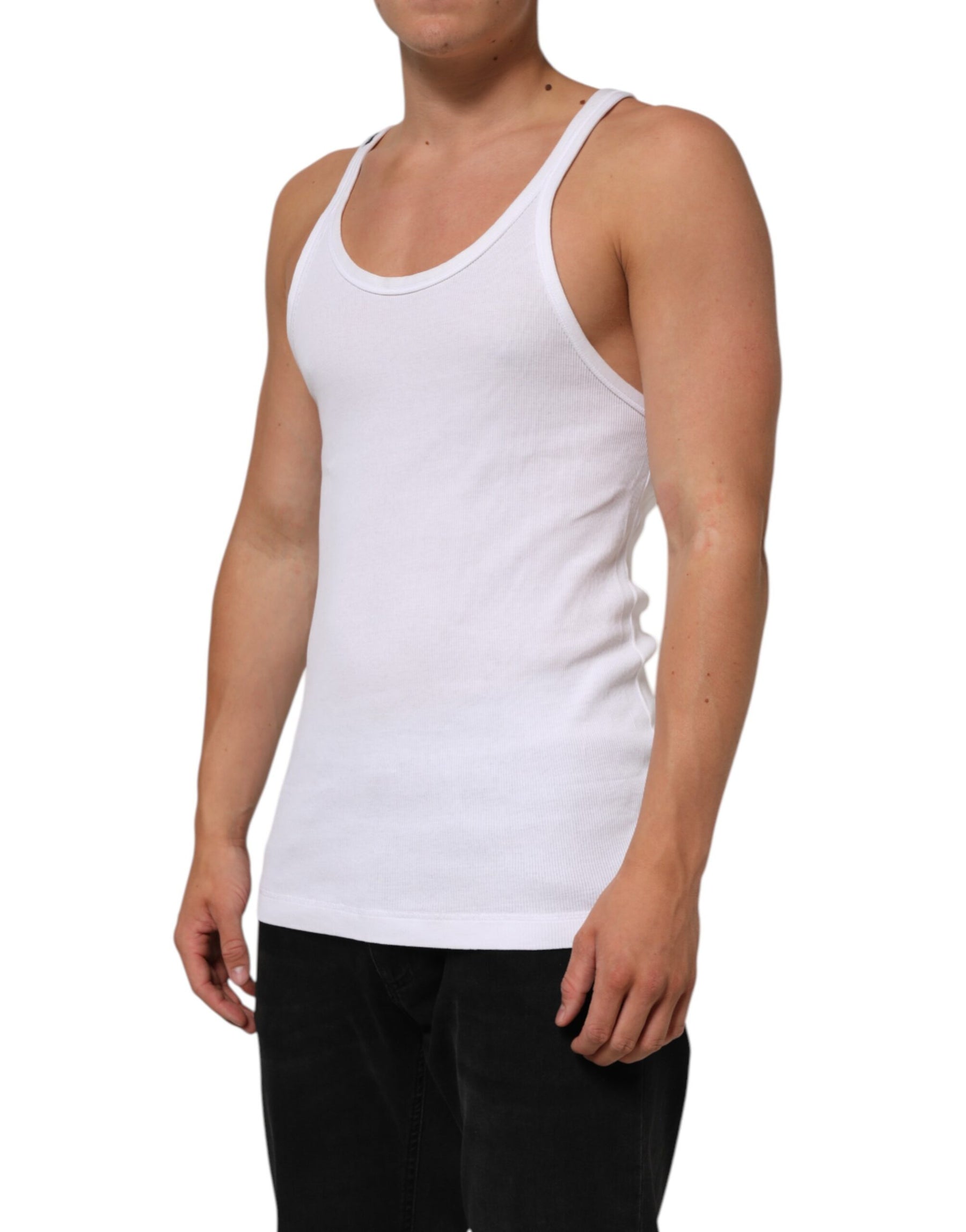 Dolce & Gabbana White Sleeveless Round Neck Tank Top T-shirt | Regal Royce