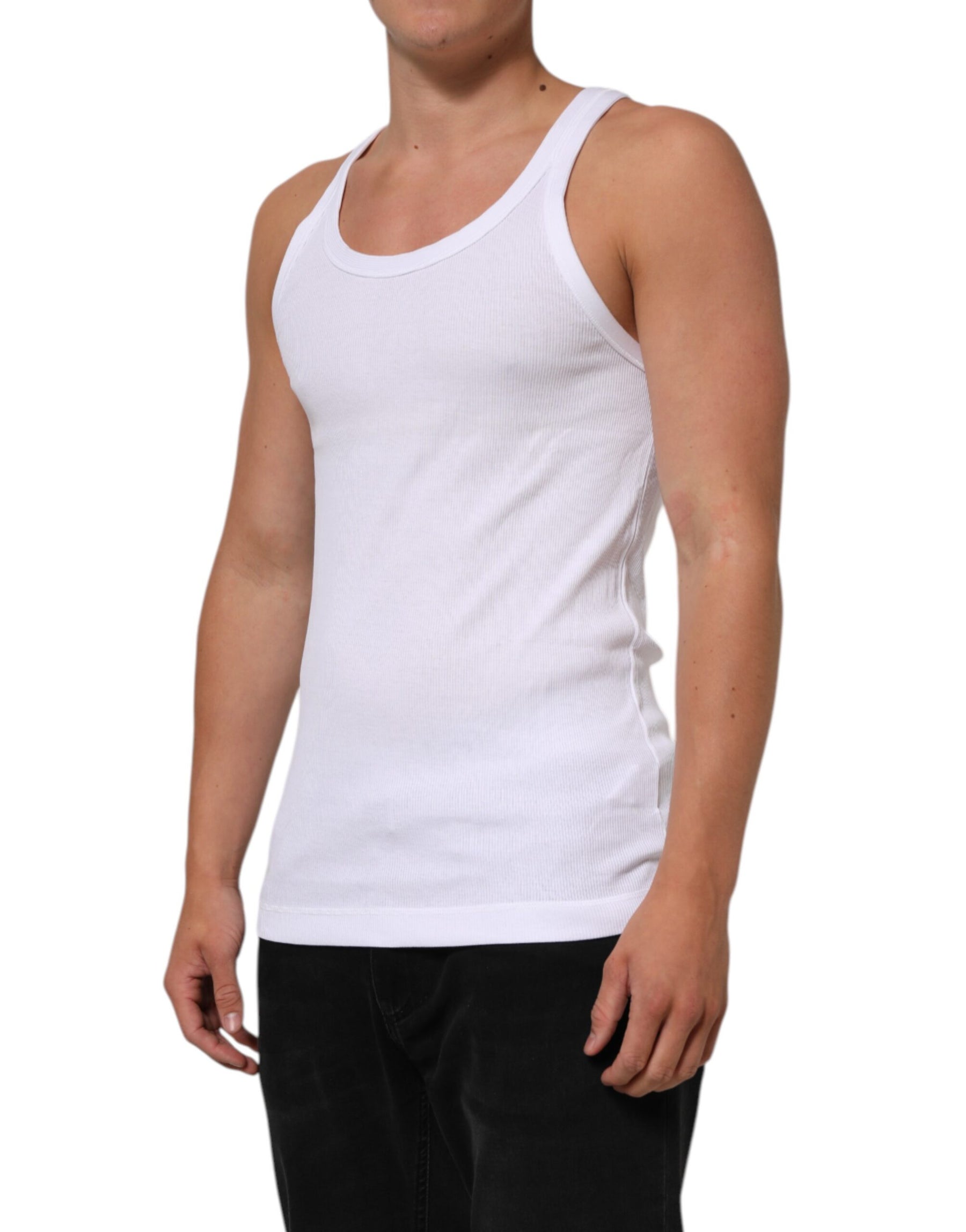 Dolce & Gabbana White Sleeveless Round Neck Tank Top T-shirt | Regal Royce
