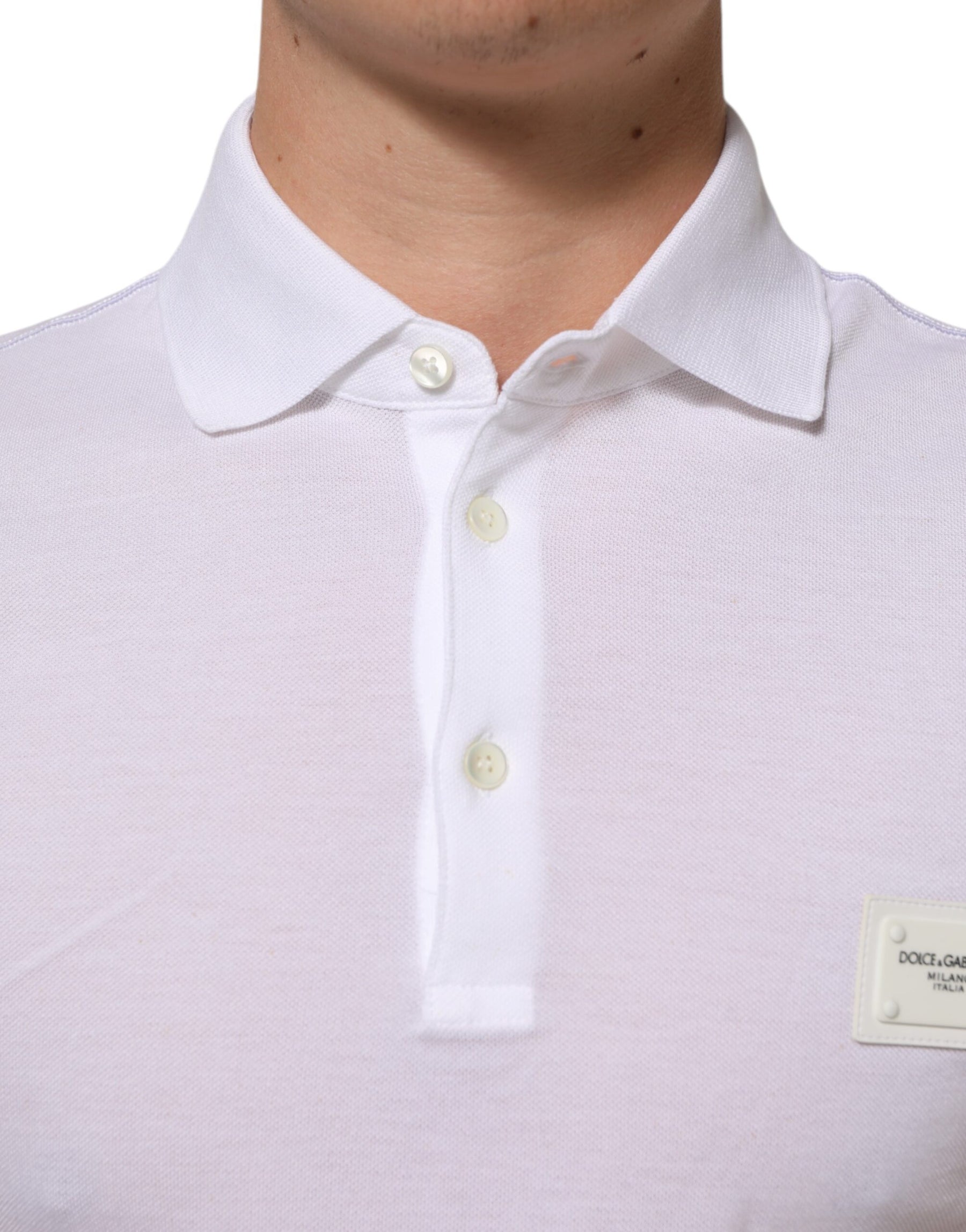 Dolce & Gabbana White Collared Short Sleeves Polo T-shirt | Regal Royce