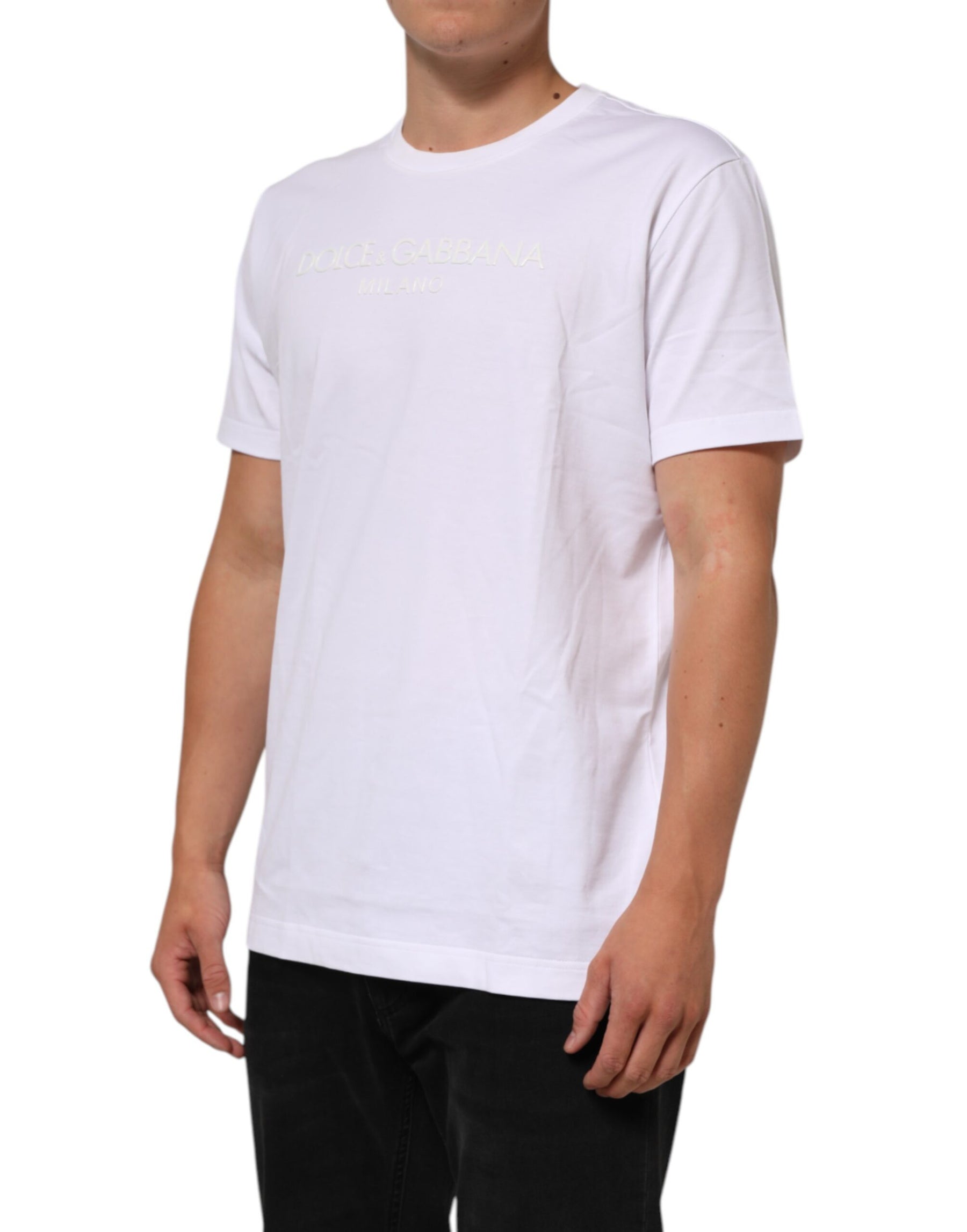 Dolce & Gabbana White Cotton Crew Neck Short Sleeves T-shirt | Regal Royce