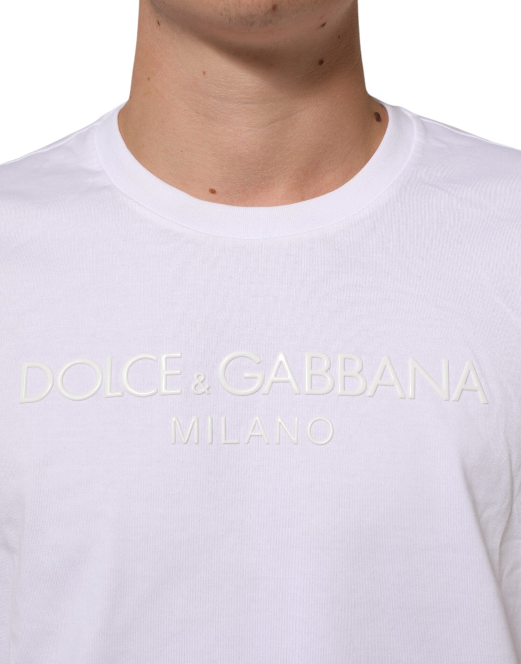 Dolce & Gabbana White Cotton Crew Neck Short Sleeves T-shirt | Regal Royce