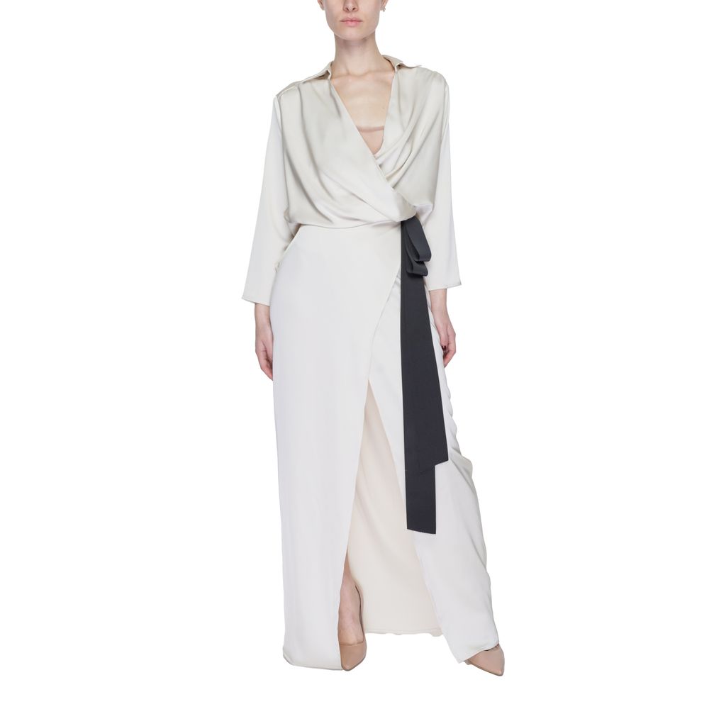 Sandro Ferrone Beige Polyester Long Dress | Regal Royce