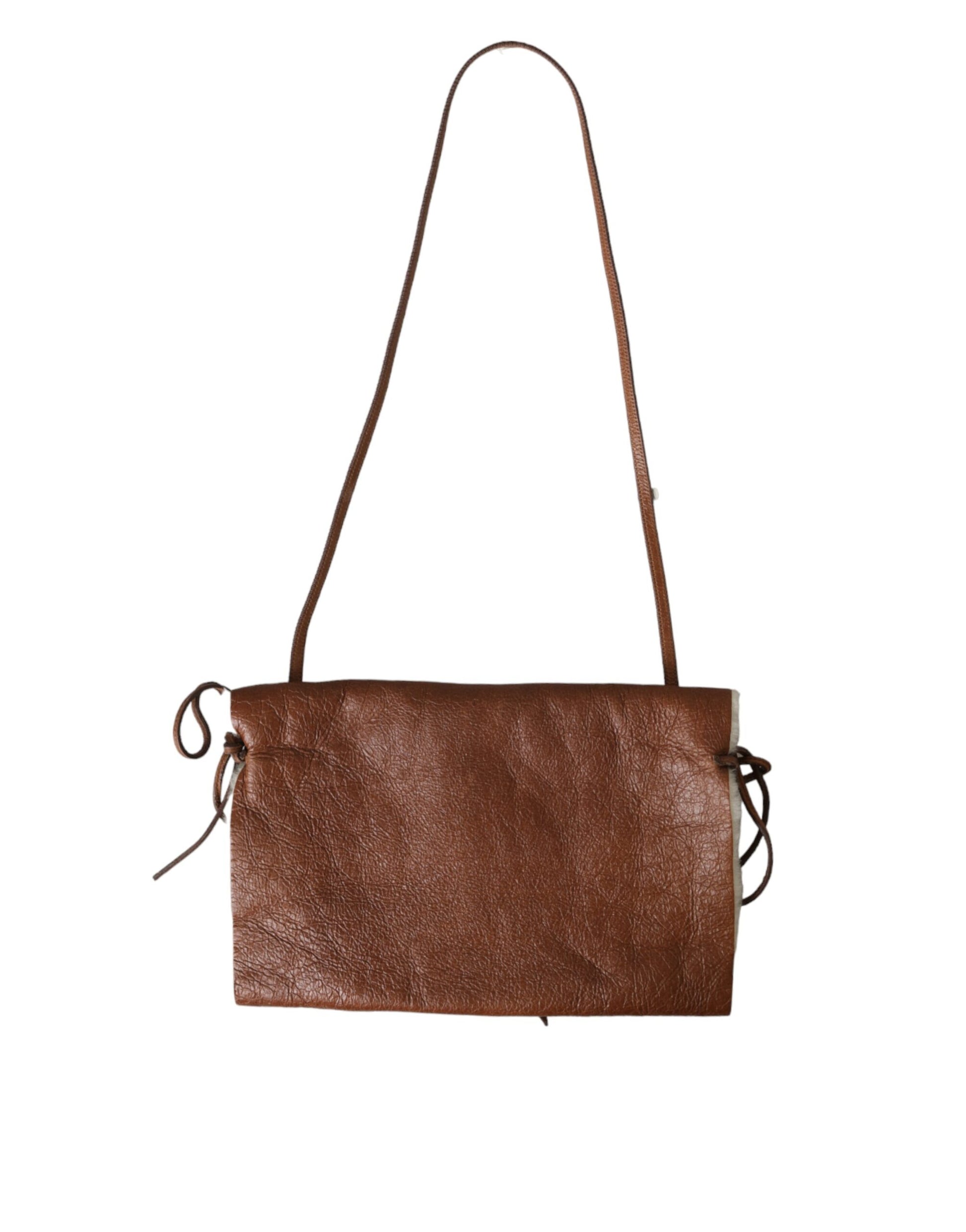 Miu Miu Brown Leather Fur Inner Lining Neck Strap WinterFleece Handwarmer