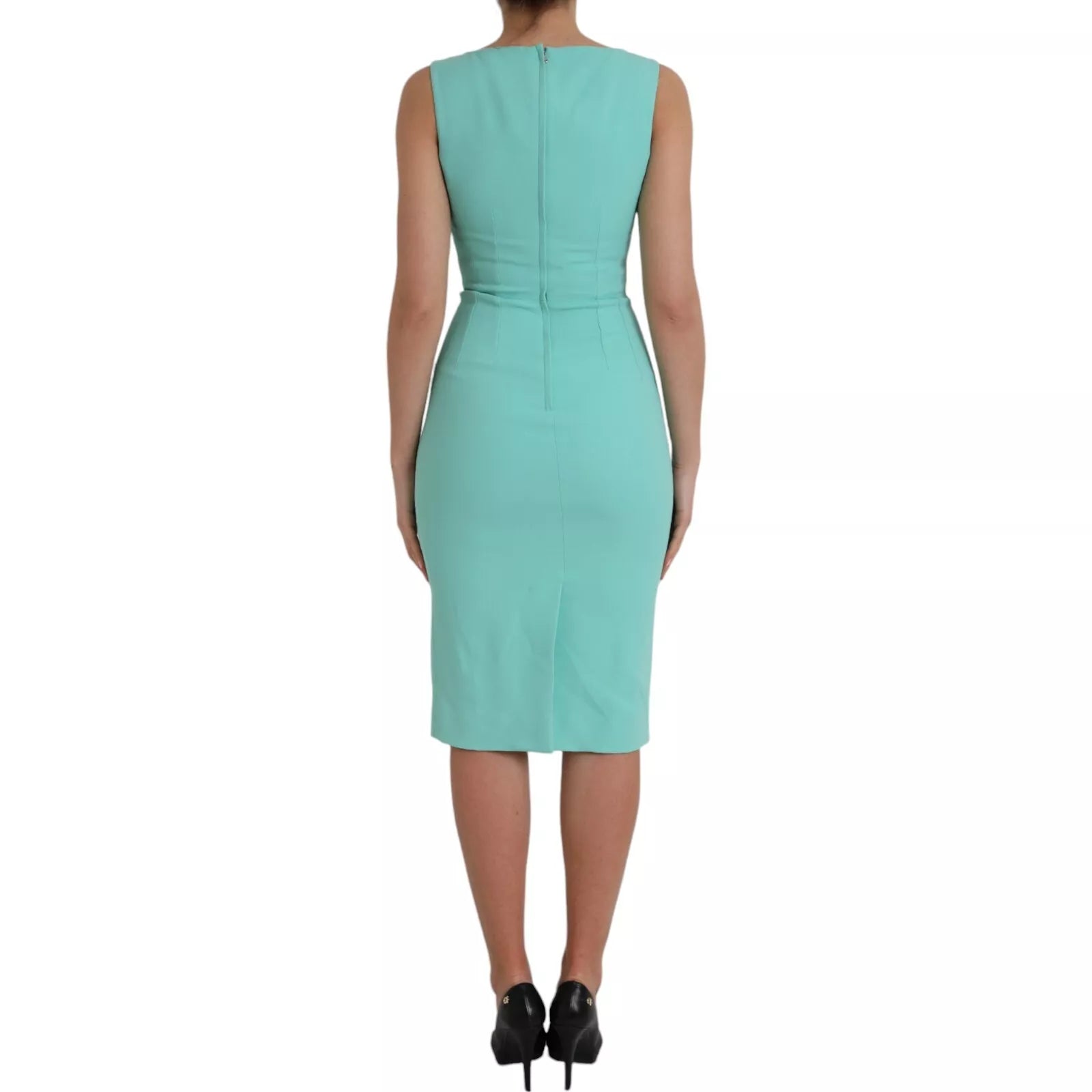 Dolce & Gabbana Green Viscose Sleeveless Sheath Midi Dress | Regal Royce