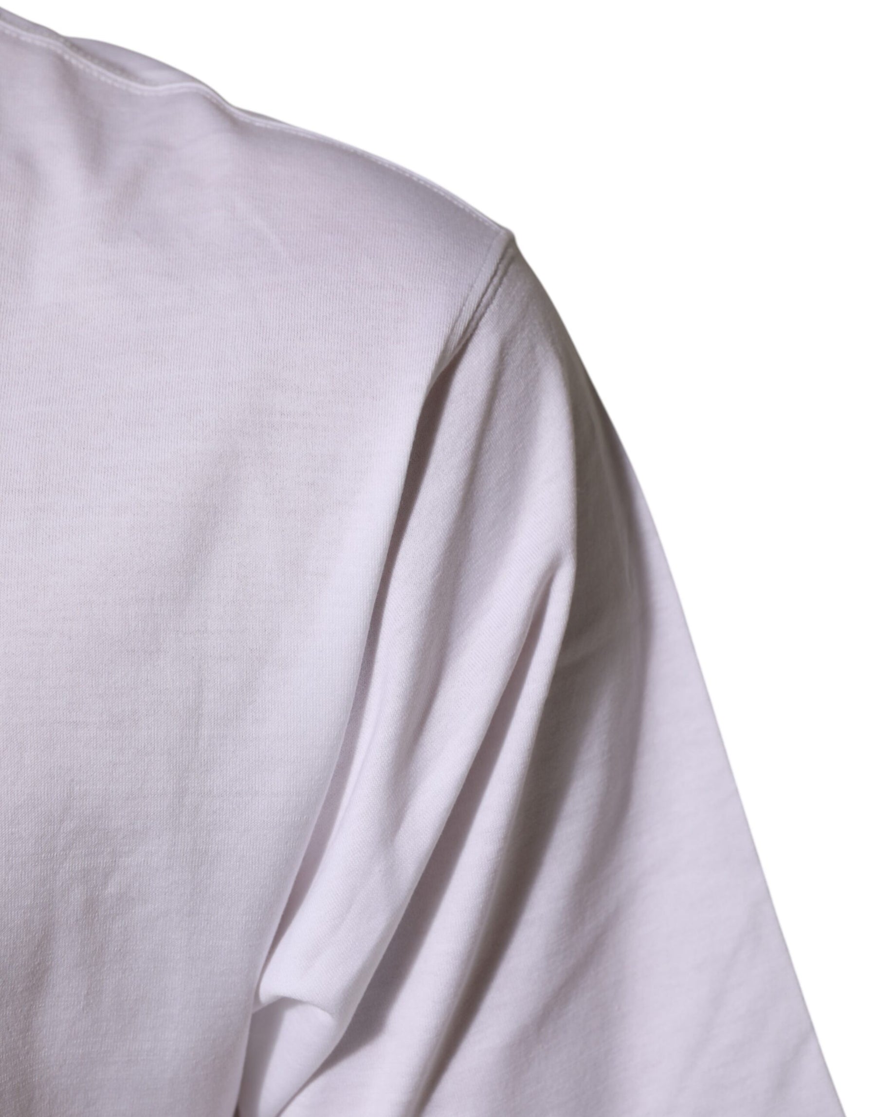 Dolce & Gabbana White Angel Print Cotton Men Crew Neck T-shirt | Regal Royce