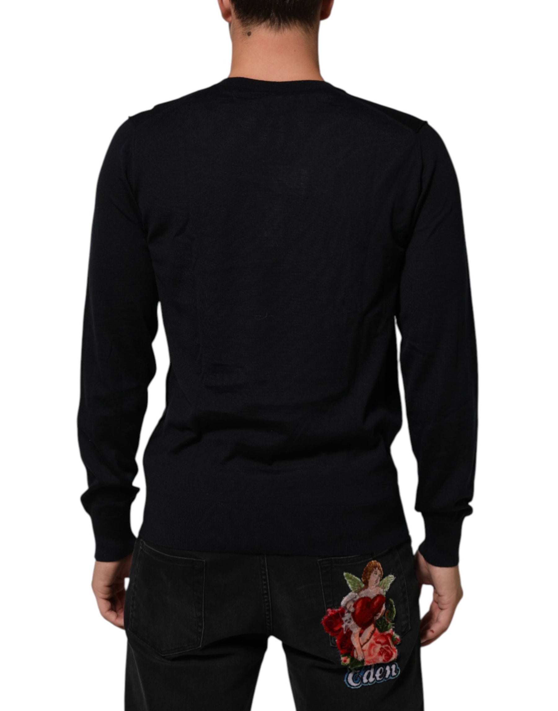 Dolce & Gabbana Black Cashmere Knit V-Neck Pullover Sweater | Regal Royce