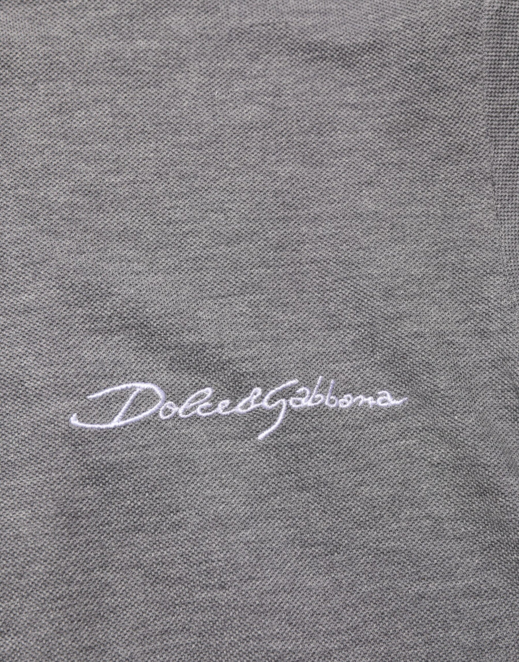 Dolce & Gabbana Gray Logo Embroidery Collared Polo T-shirt | Regal Royce