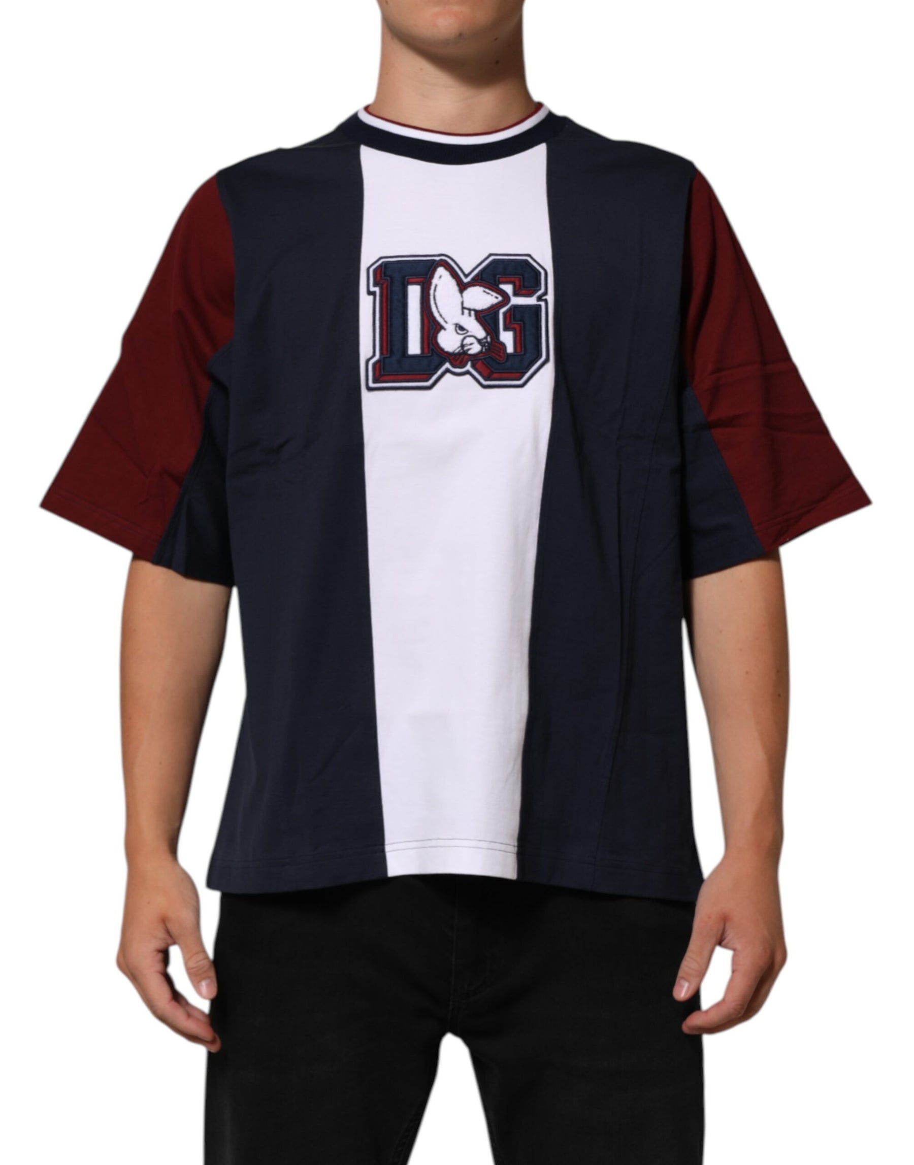 Dolce & Gabbana Multicolor Striped Cotton Men Crew Neck T-shirt | Regal Royce