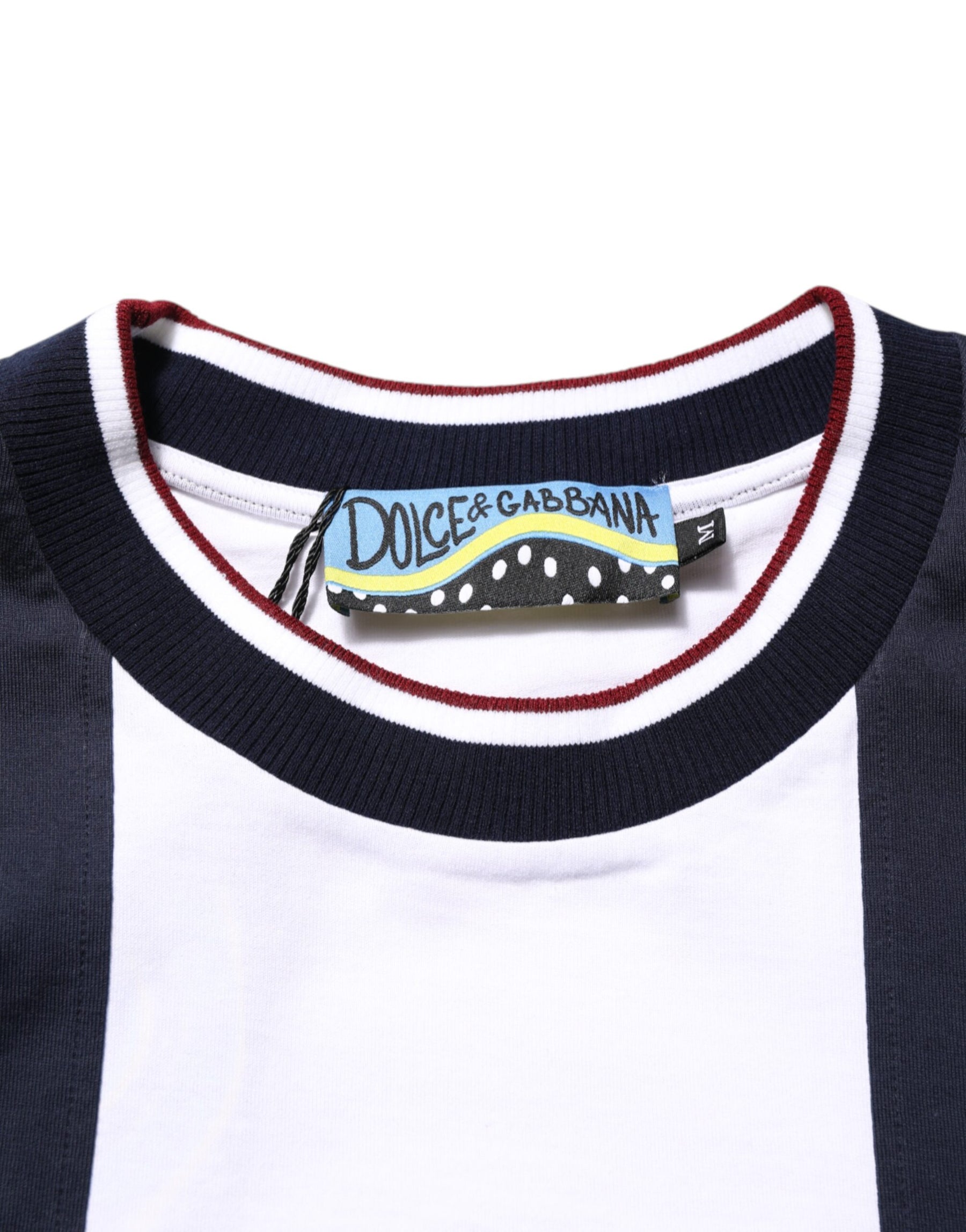 Dolce & Gabbana Multicolor Striped Cotton Men Crew Neck T-shirt | Regal Royce
