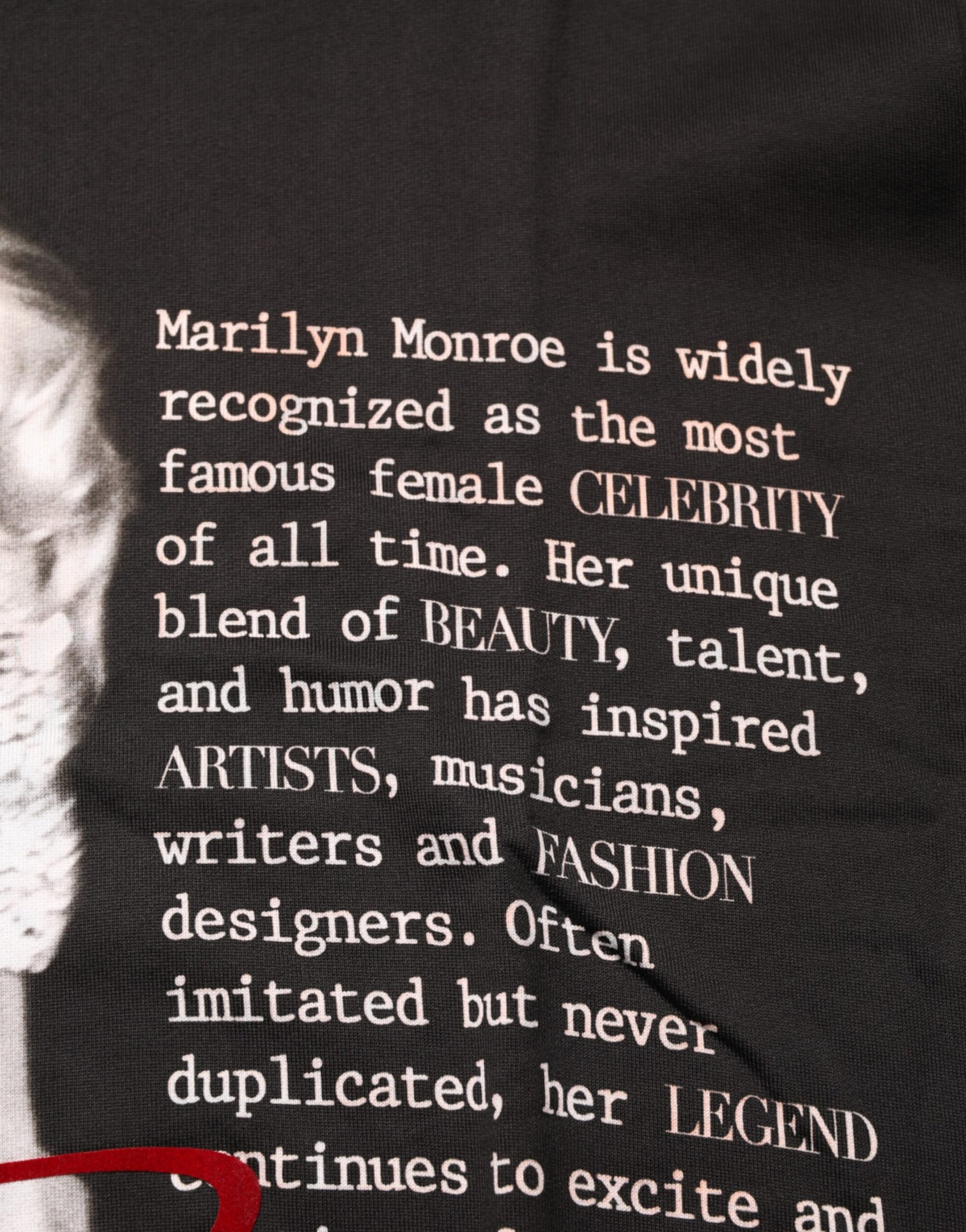 Dolce & Gabbana Black Marilyn Monroe Cotton Crew Neck T-shirt | Regal Royce