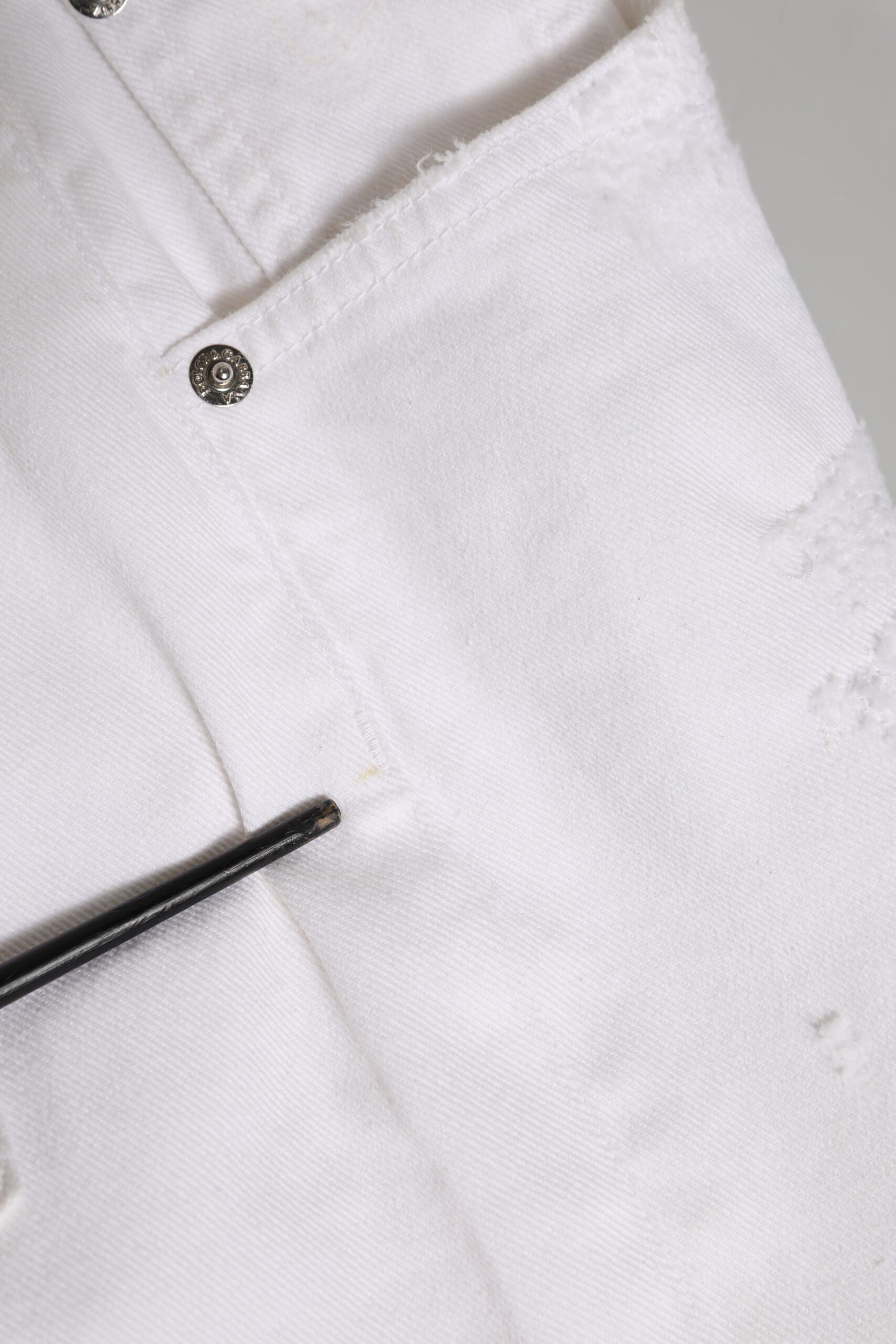 Dolce & Gabbana White Cotton Tattered BOYFRIEND Denim Jeans | Regal Royce