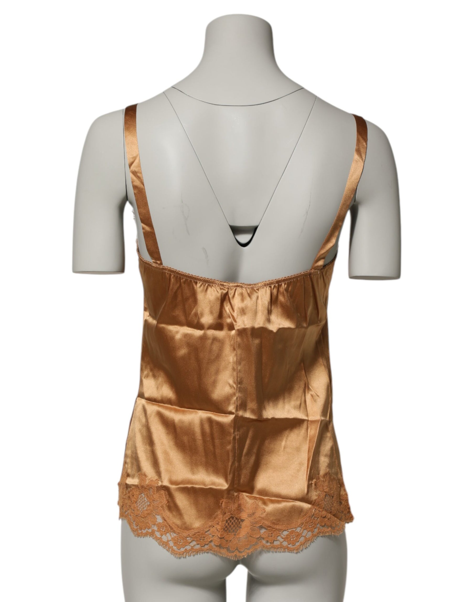 Dolce & Gabbana Brown Floral Lace Silk Satin Tank Lingerie Underwear | Regal Royce