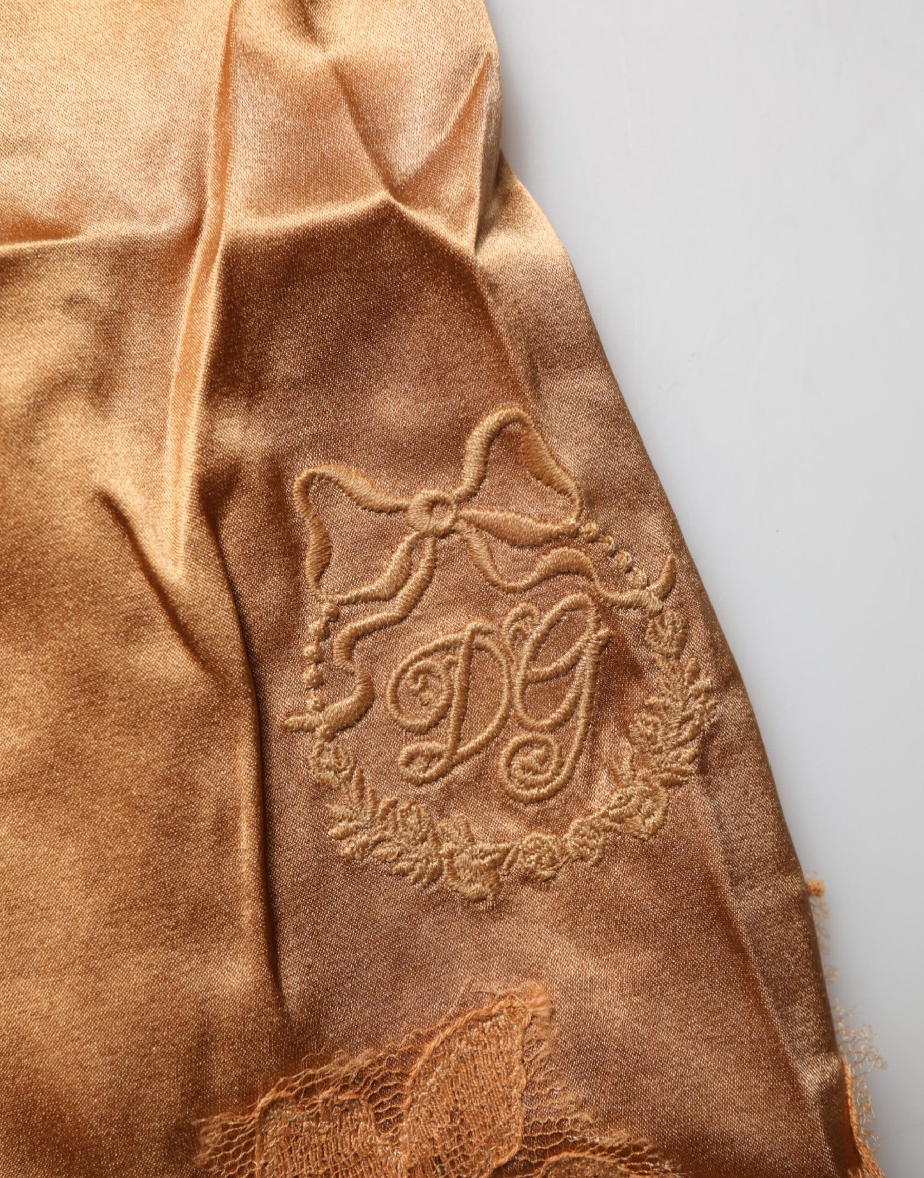 Dolce & Gabbana Brown Floral Lace Silk Satin Tank Lingerie Underwear | Regal Royce