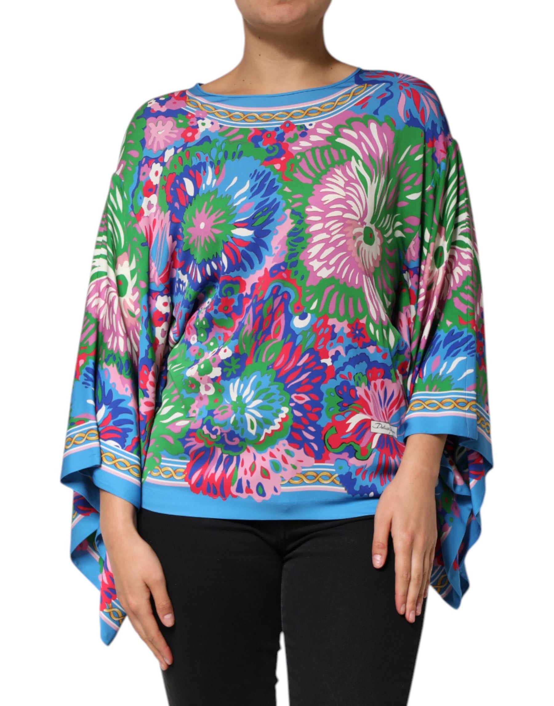 Dolce & Gabbana Multicolor Floral Print Silk Blouse Tunic Top | Regal Royce