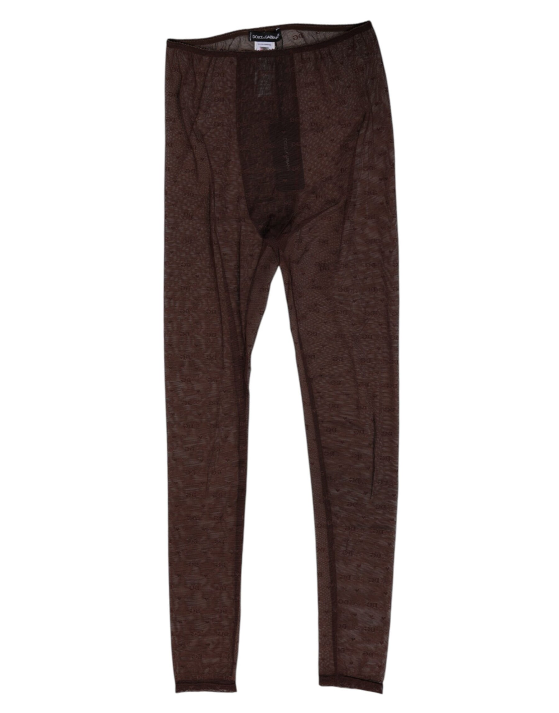 Dolce & Gabbana Brown Nylon Logo Lace Leggings Pants Underwear | Regal Royce