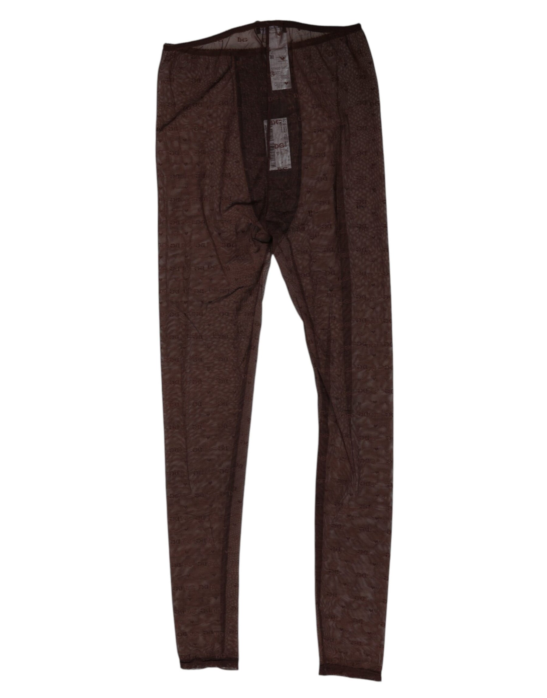 Dolce & Gabbana Brown Nylon Logo Lace Leggings Pants Underwear | Regal Royce
