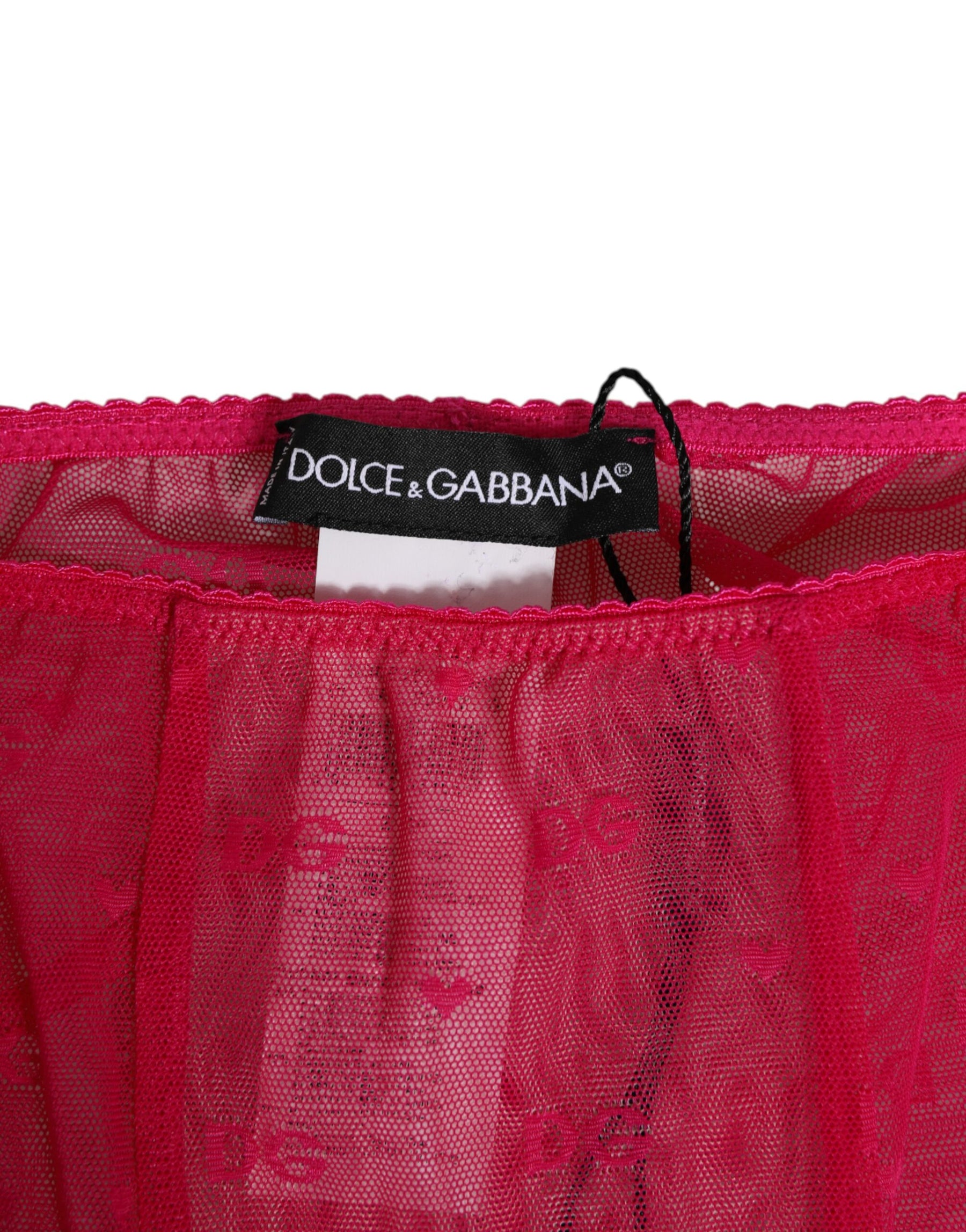 Dolce & Gabbana Fuchsia Logo Lace Tight Midi Trousers Underwear | Regal Royce
