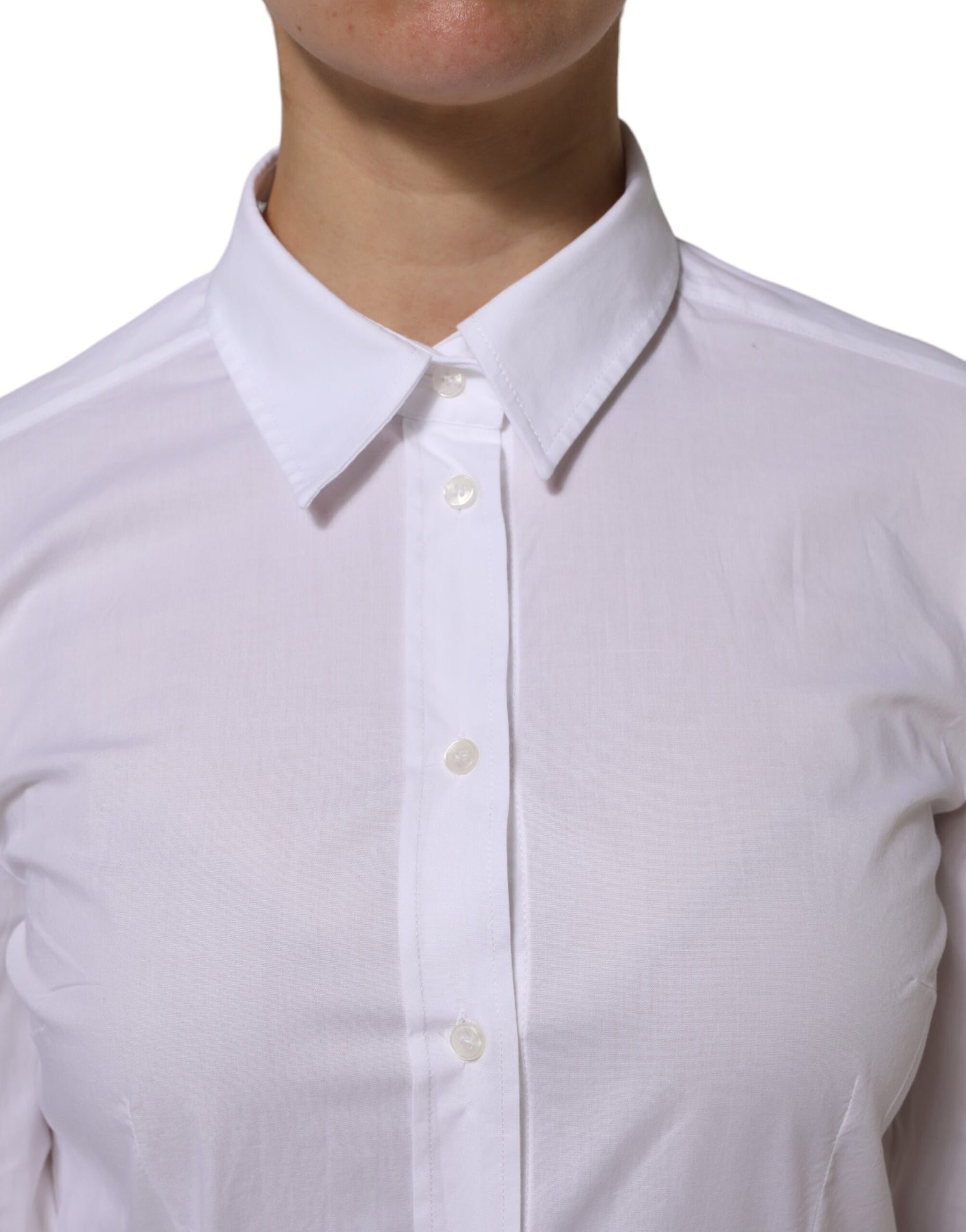 Dolce & Gabbana White Collared Long Sleeves Dress Shirt Top | Regal Royce