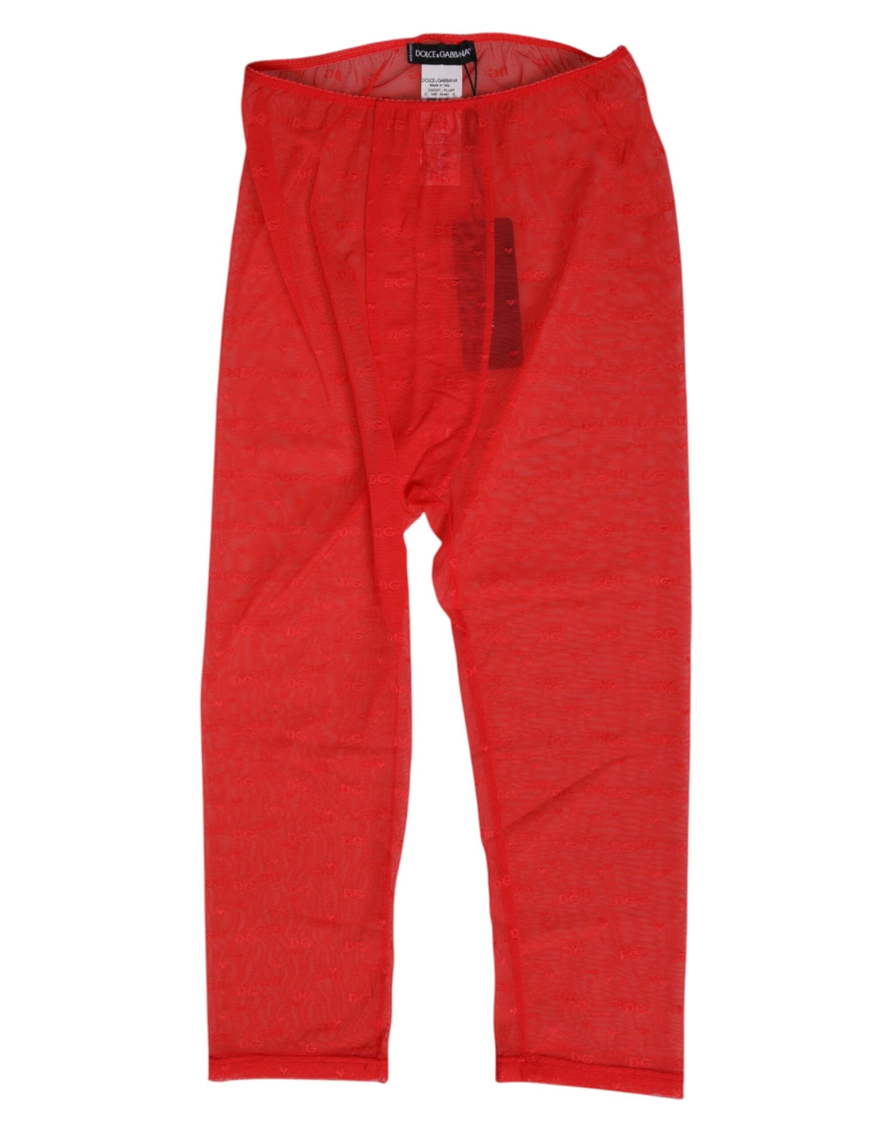 Dolce & Gabbana Red Logo Lace Tight Midi Trousers Underwear | Regal Royce