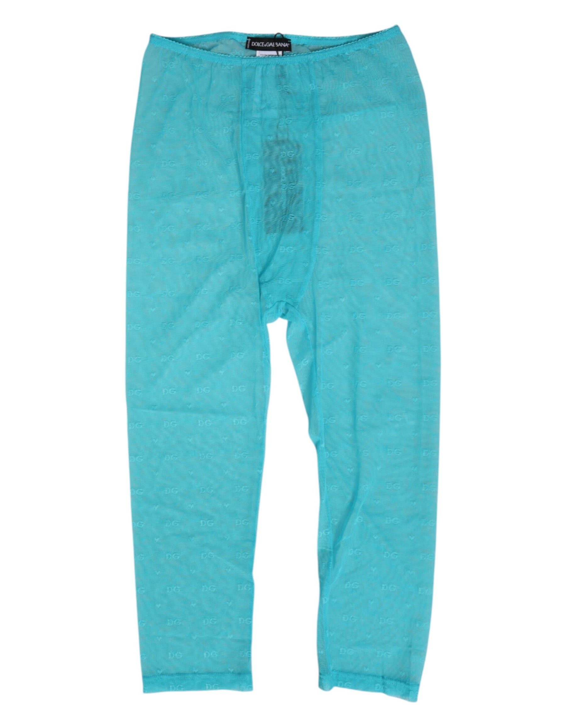 Dolce & Gabbana Light Blue Logo Lace Tight Midi Trouser  Underwear | Regal Royce