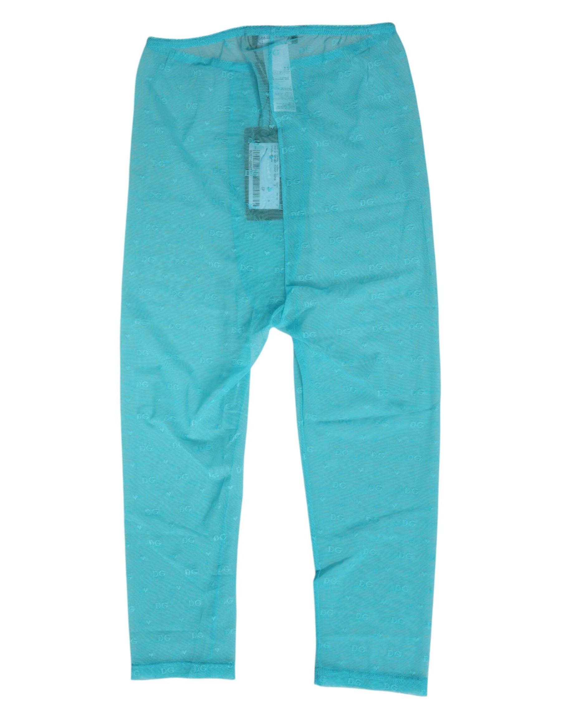 Dolce & Gabbana Light Blue Logo Lace Tight Midi Trouser  Underwear | Regal Royce