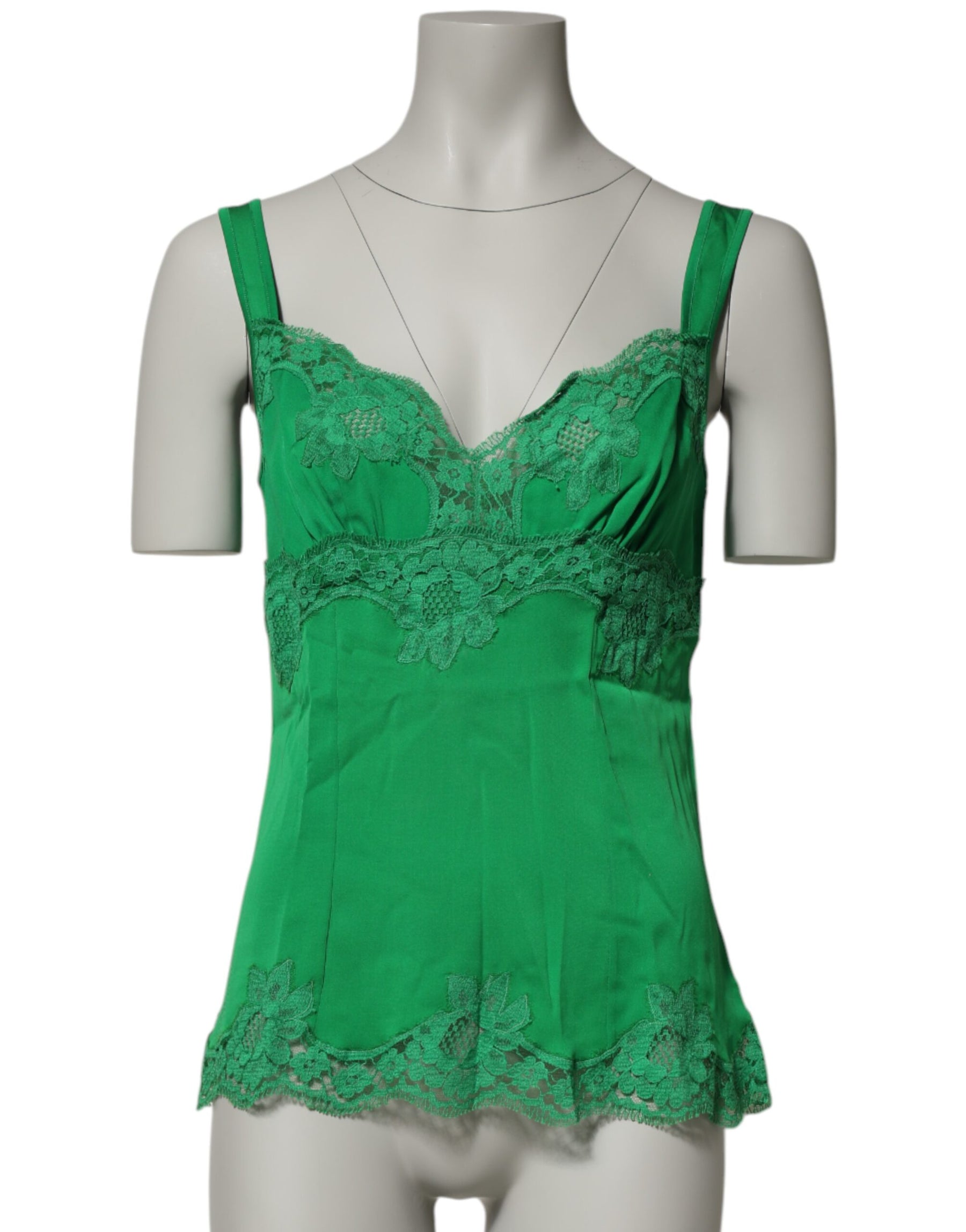 Dolce & Gabbana Green Floral Lace Tank Lingerie Top Underwear | Regal Royce