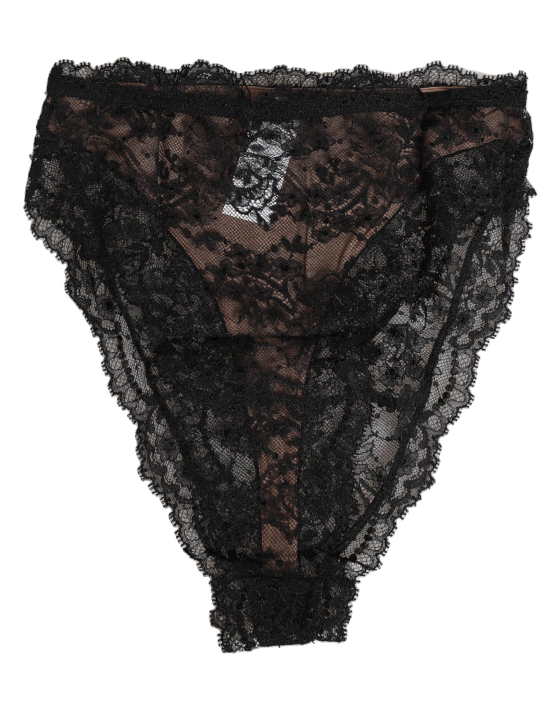 Dolce & Gabbana Black Floral Lace Mesh High Brief Panty  Underwear | Regal Royce