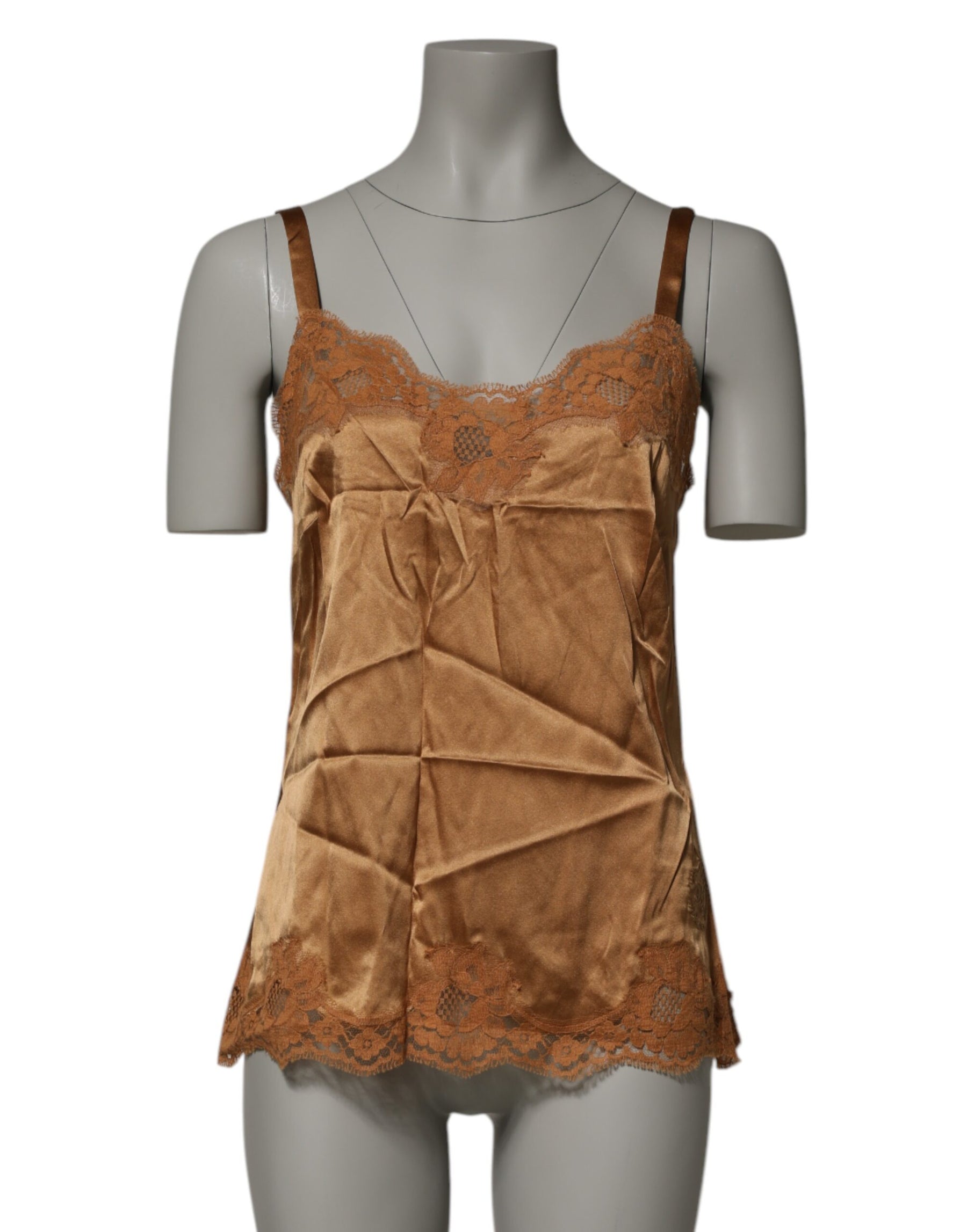 Dolce & Gabbana Brown Floral Lace Tank Lingerie Sleepwear Underwear | Regal Royce