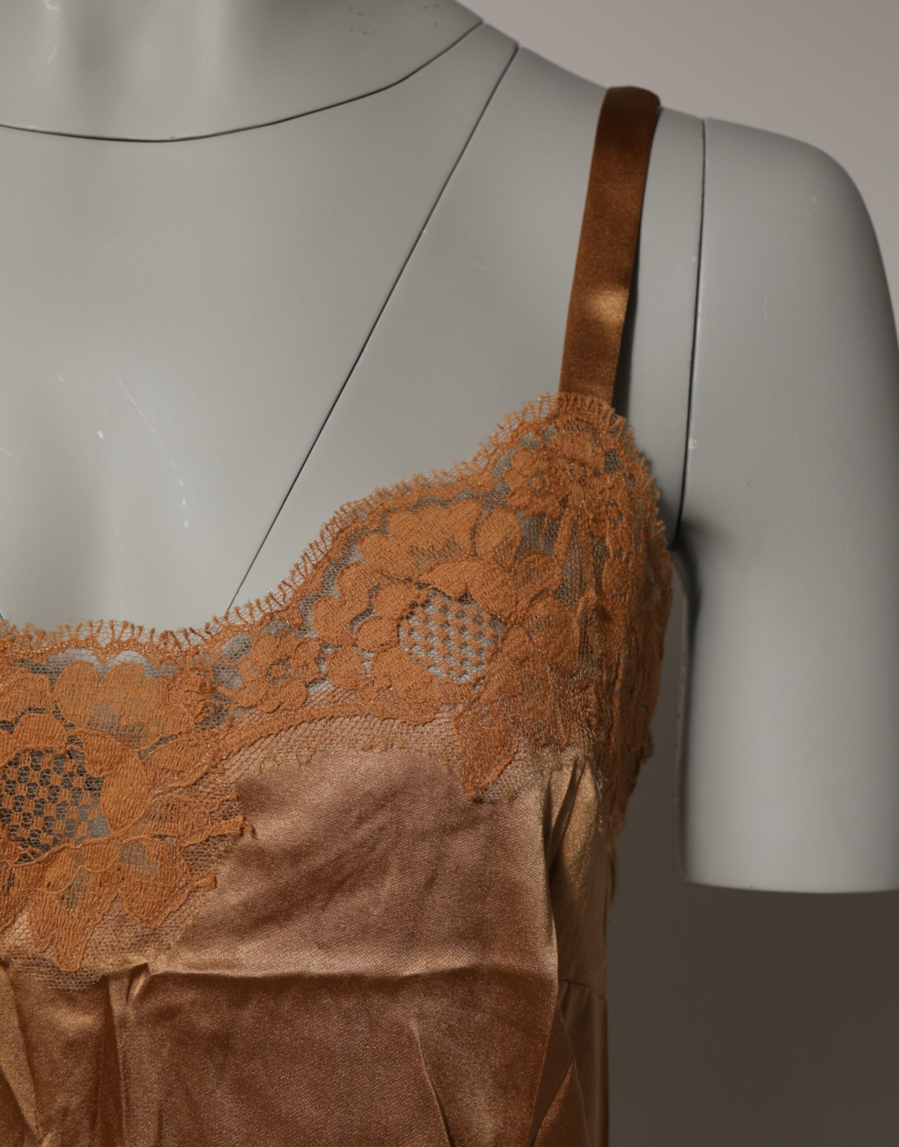 Dolce & Gabbana Brown Floral Lace Tank Lingerie Sleepwear Underwear | Regal Royce