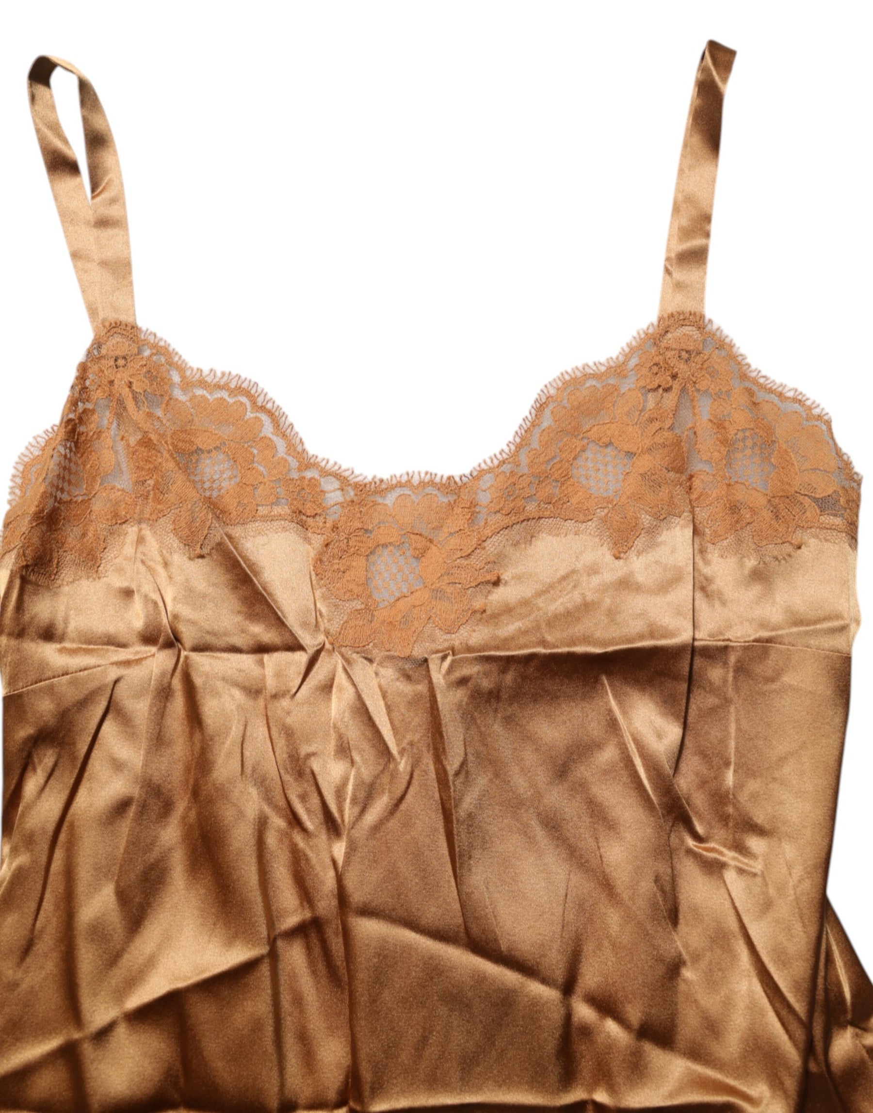 Dolce & Gabbana Brown Floral Lace Tank Lingerie Sleepwear Underwear | Regal Royce