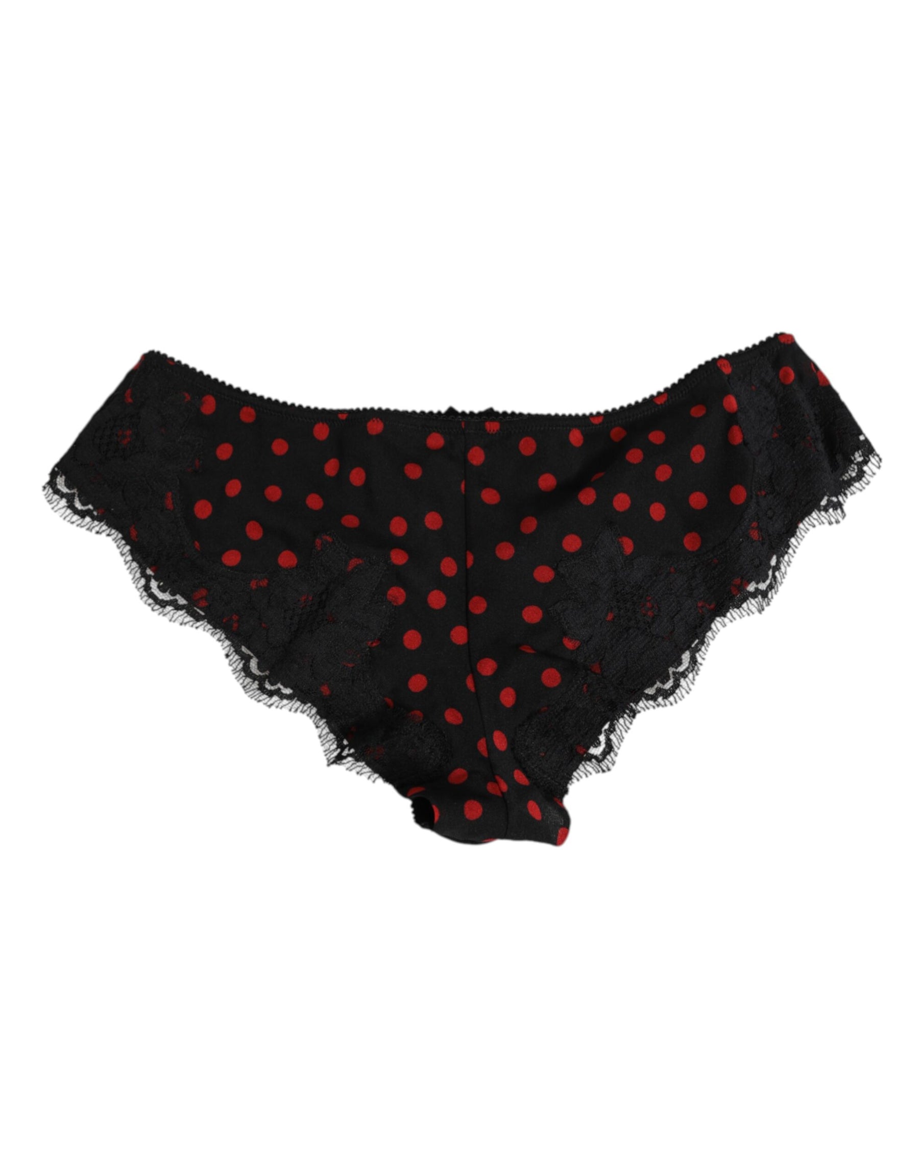 Dolce & Gabbana Black Polka Dotted Silk Low Waist Panty Underwear | Regal Royce