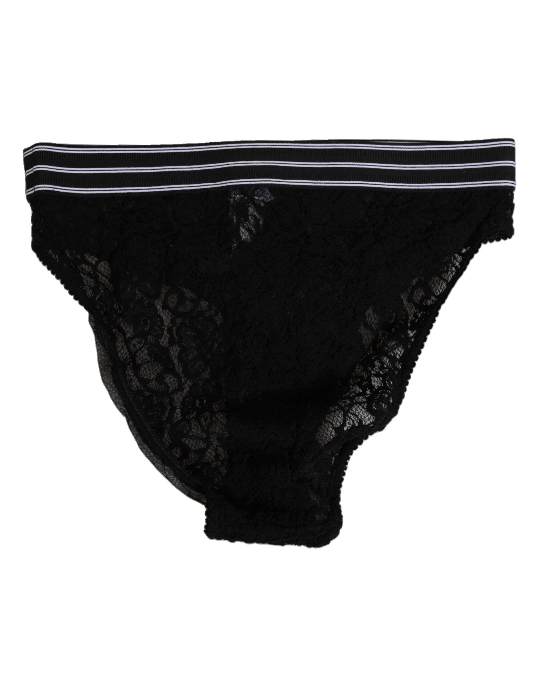 Dolce & Gabbana Black Lace Slip Brief Logo Waistband  Underwear | Regal Royce