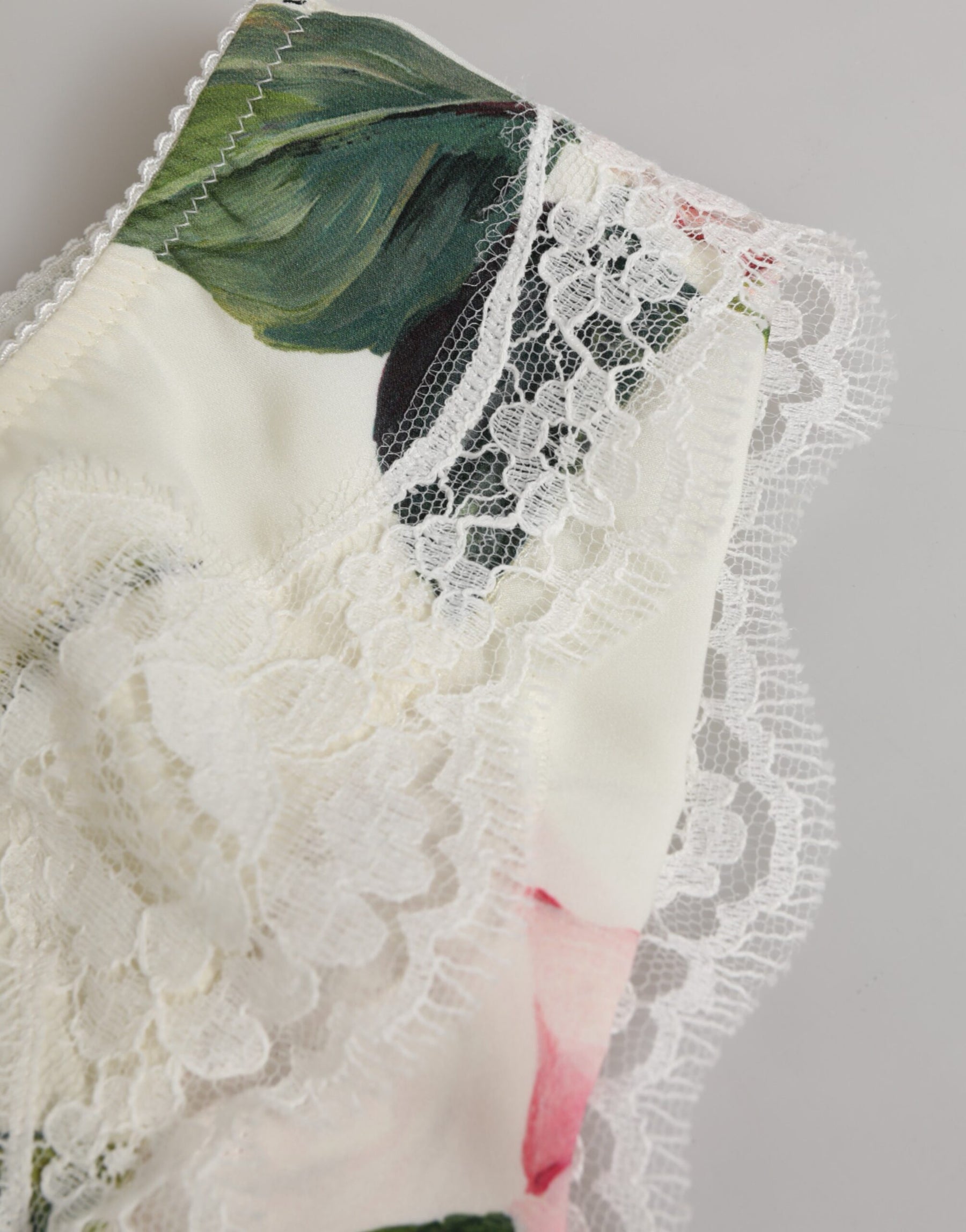 Dolce & Gabbana White Silk Satin Floral Lace Trim Slip Underwear | Regal Royce