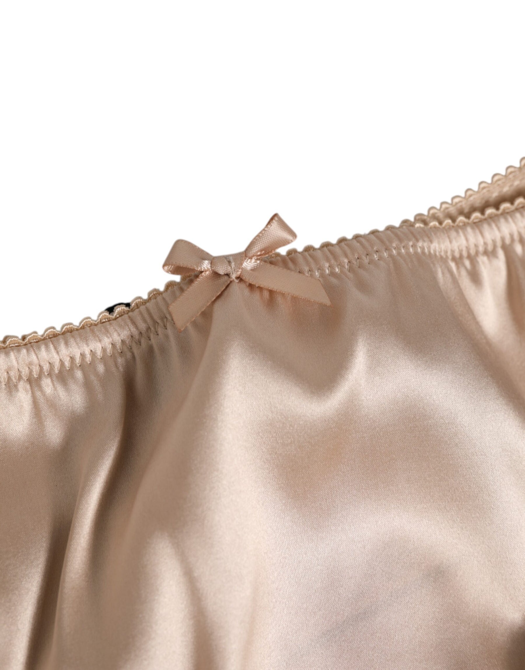Dolce & Gabbana Beige Silk Satin Floral Lace Panty Brief Underwear | Regal Royce