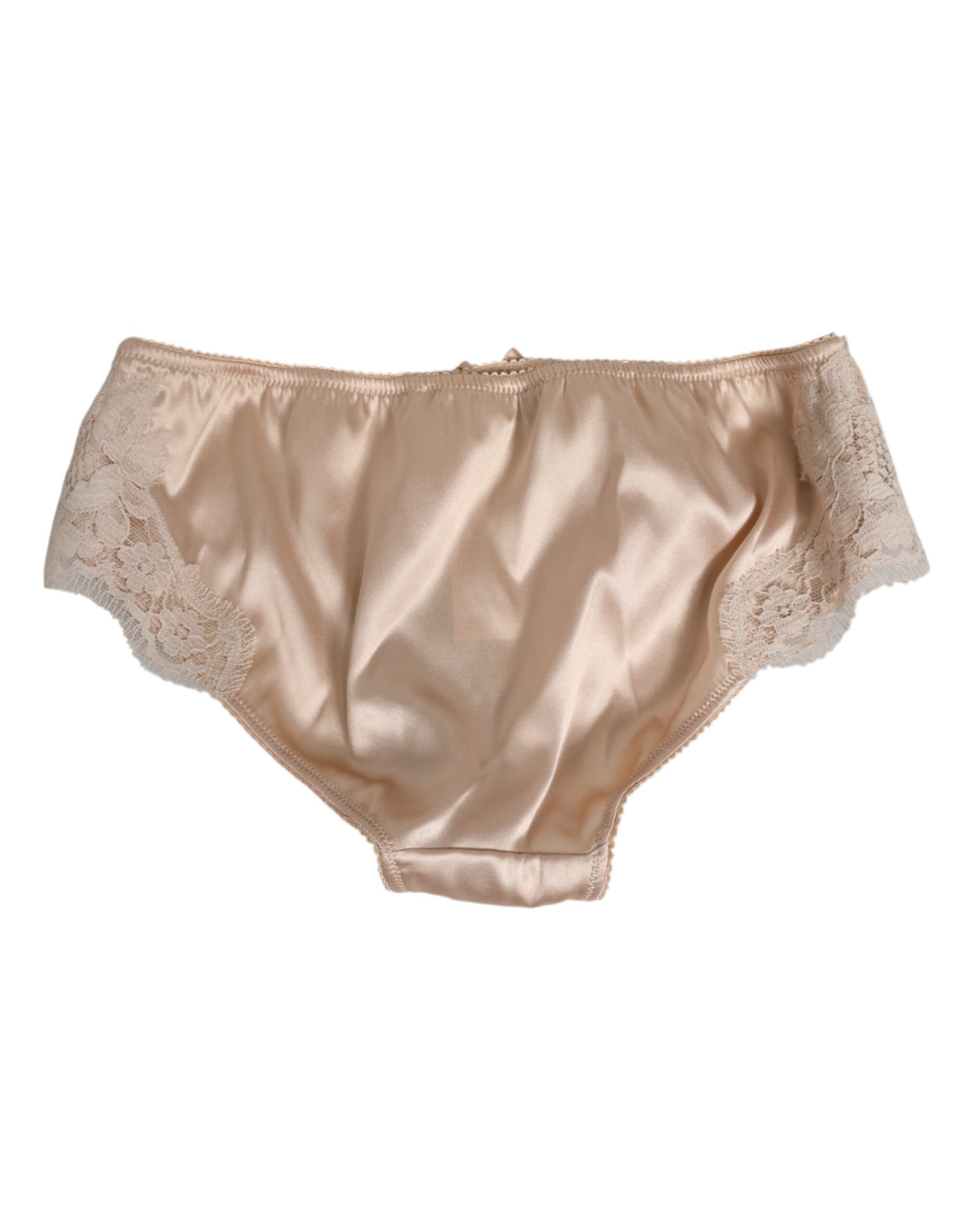 Dolce & Gabbana Beige Silk Satin Floral Lace Panty Brief Underwear | Regal Royce