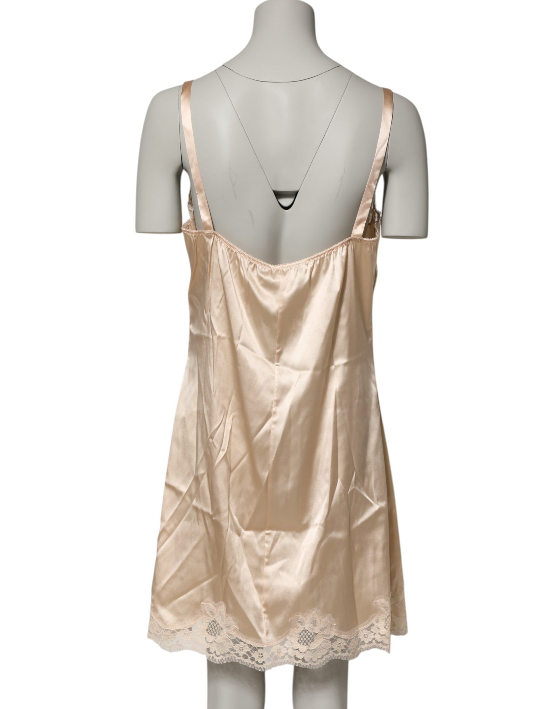 Dolce & Gabbana Nude Chemise Lingerie Silk Blend Lace Trim Dress | Regal Royce