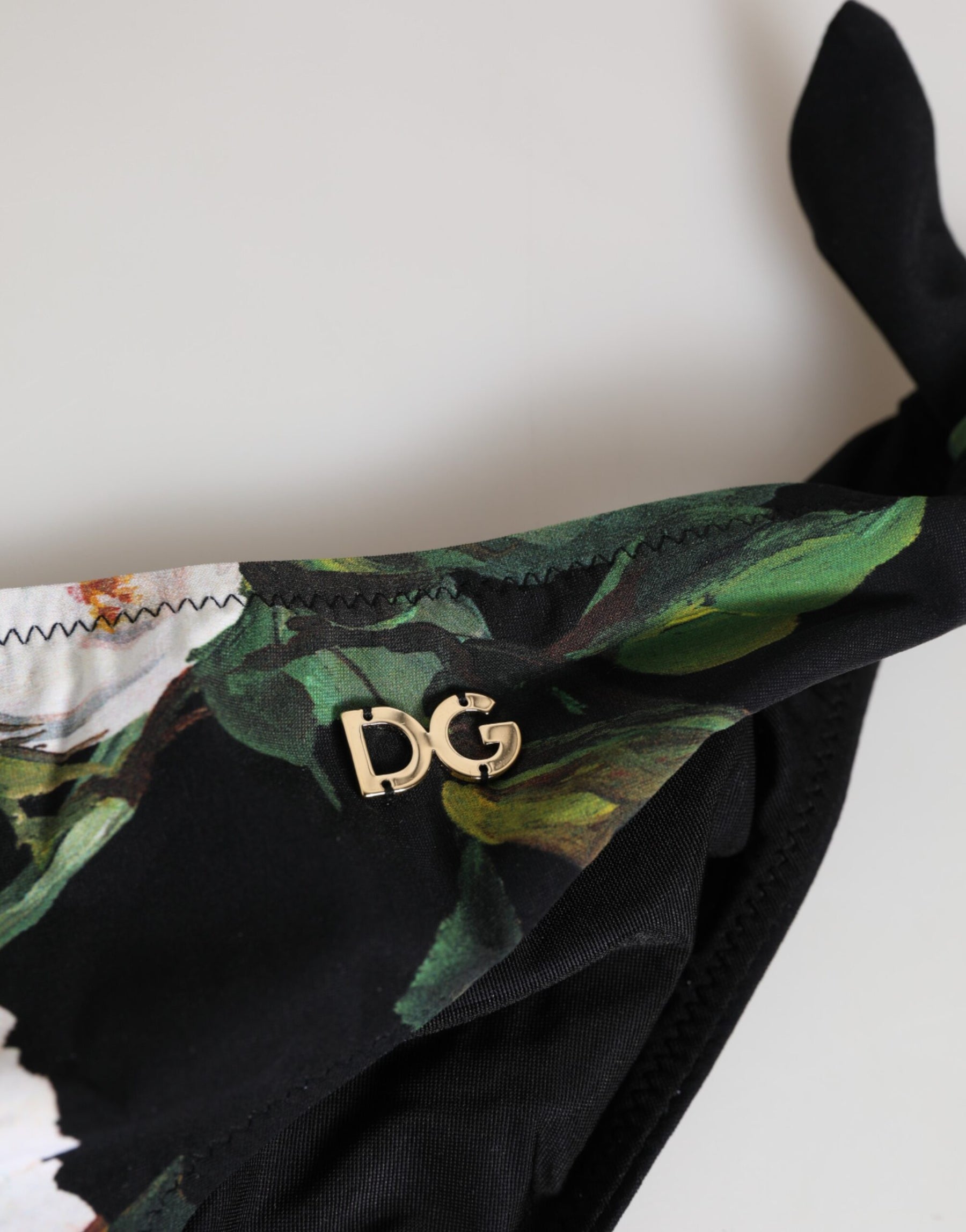 Dolce & Gabbana Black Side Tie Floral Bikini Bottom Swimwear | Regal Royce