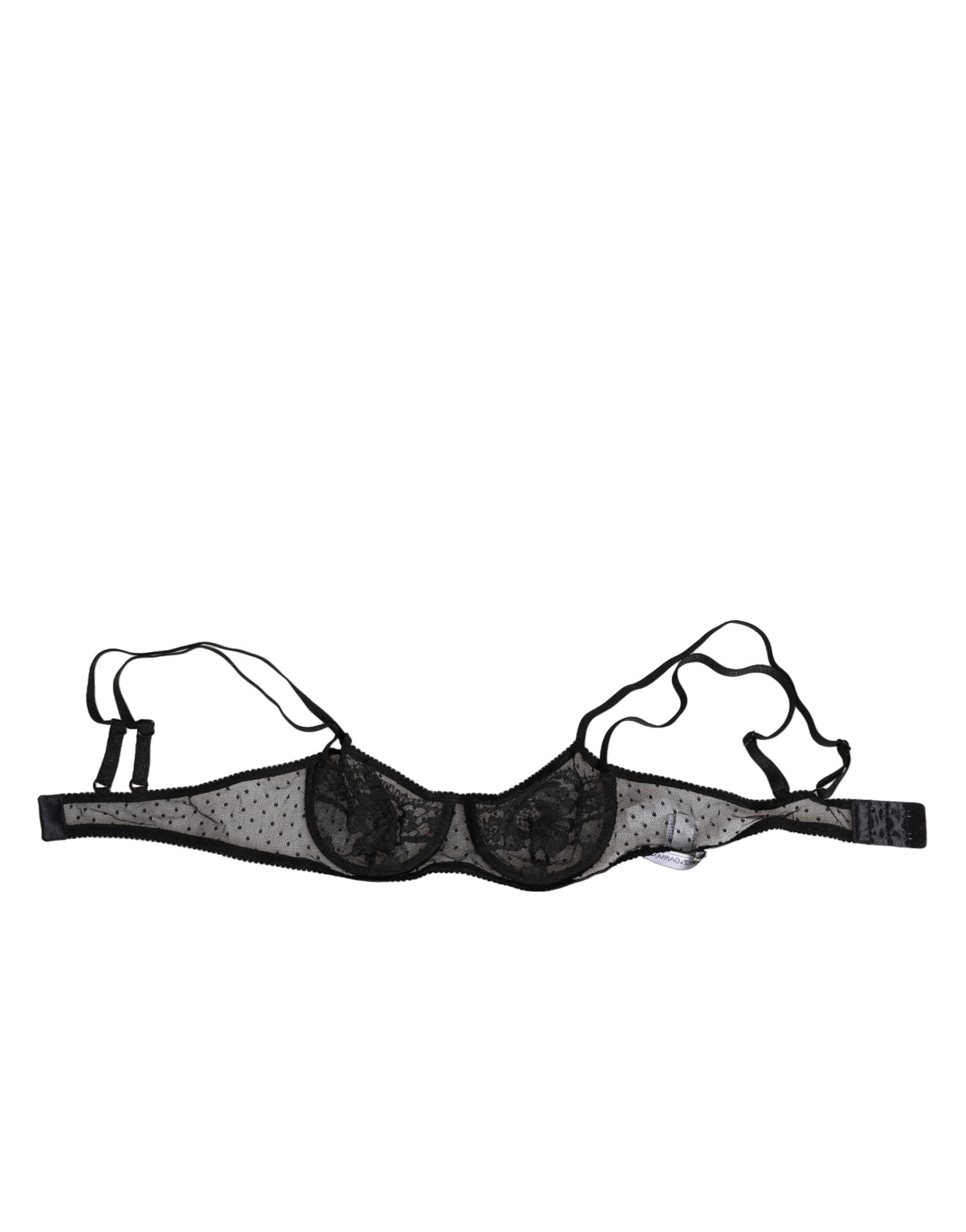 Dolce & Gabbana Black Floral Underwired Balconette Bra Underwear | Regal Royce