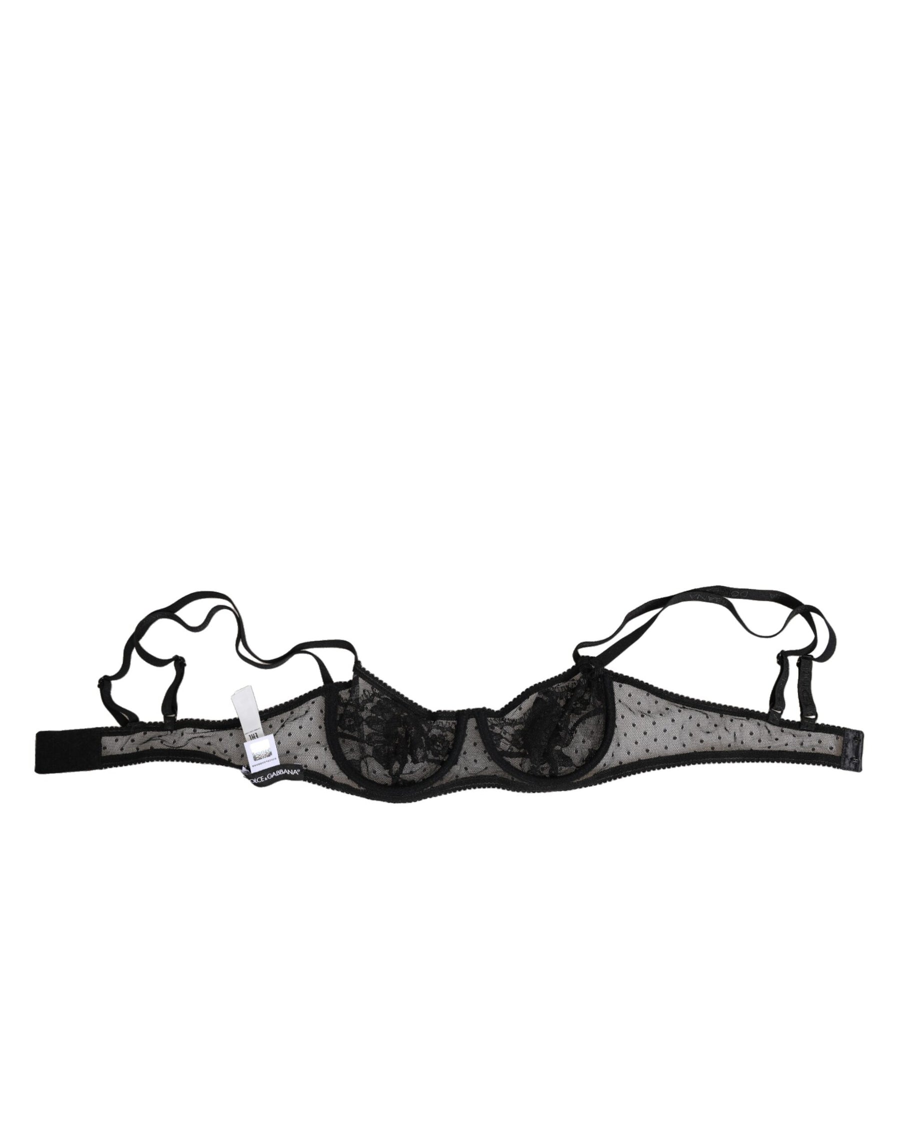 Dolce & Gabbana Black Floral Underwired Balconette Bra Underwear | Regal Royce