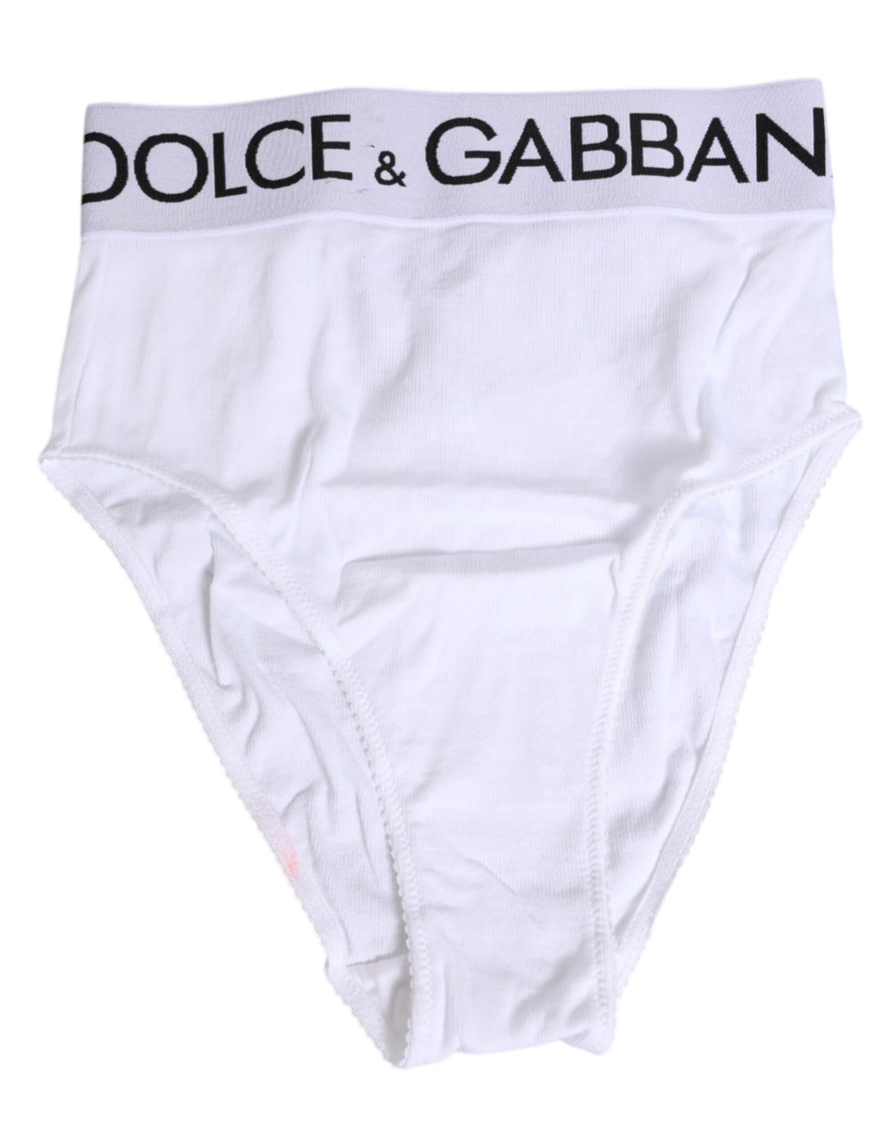 Dolce & Gabbana White Cotton Stretch High Waist Panty Underwear | Regal Royce