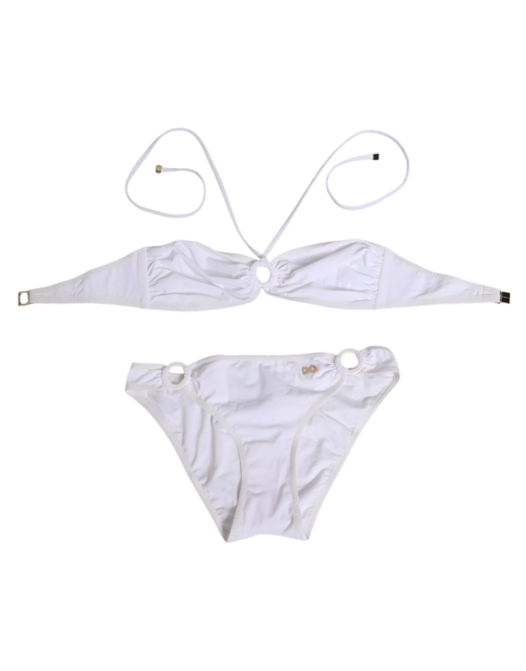 Dolce & Gabbana White Logo Swimsuit 2 Piece Top Bottom Swimwear | Regal Royce